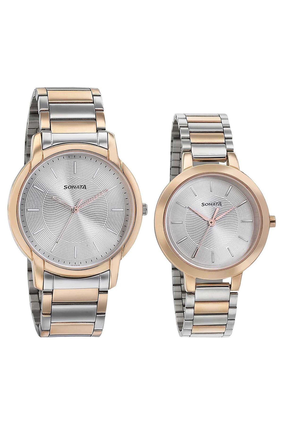 SONATA Bi Metal Strap Couple Watch