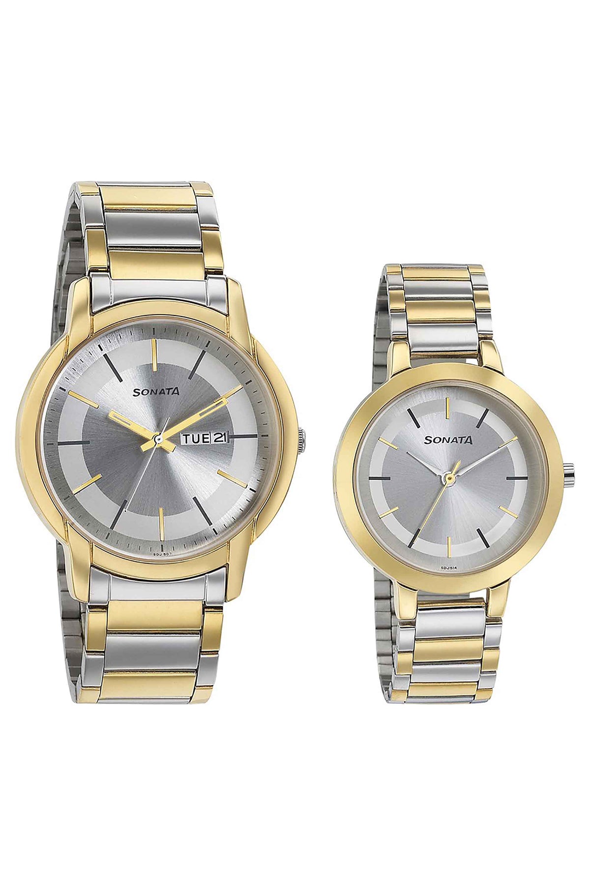 SONATA Bi Metal Strap Couple Watch