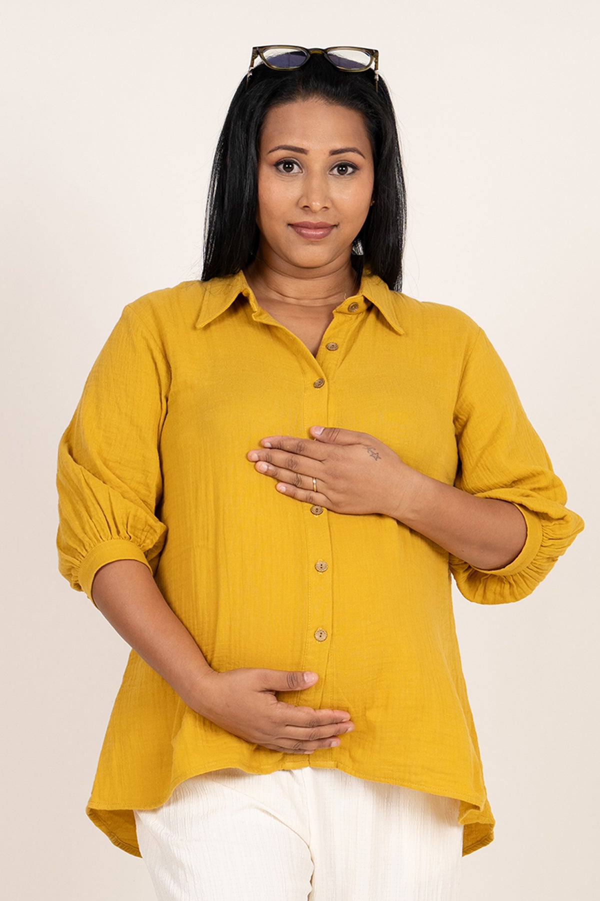 Envogue Women's 3/4 Sleeve Plain Maternity Tunic