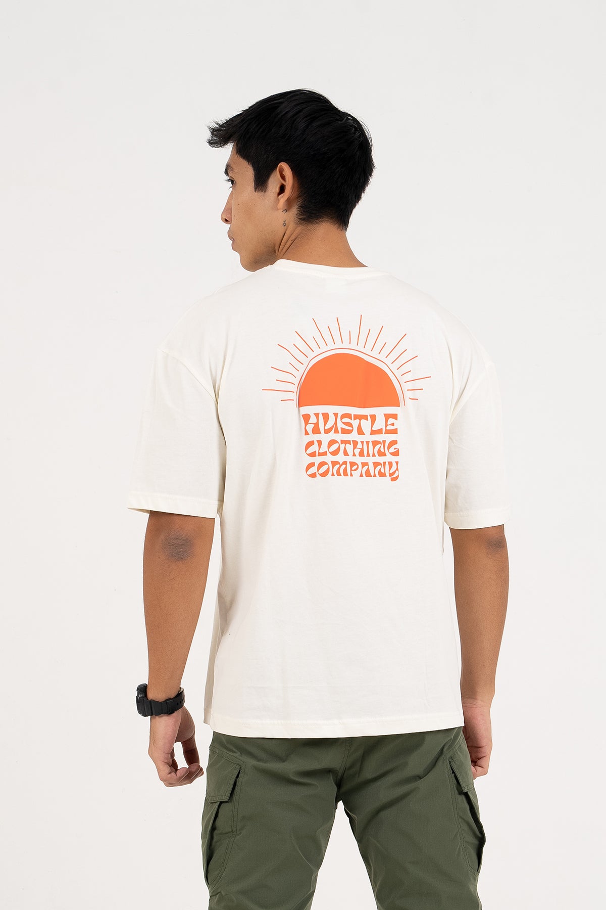 Hustle Backprint Relax Fit Casual T-Shirt - Main Image