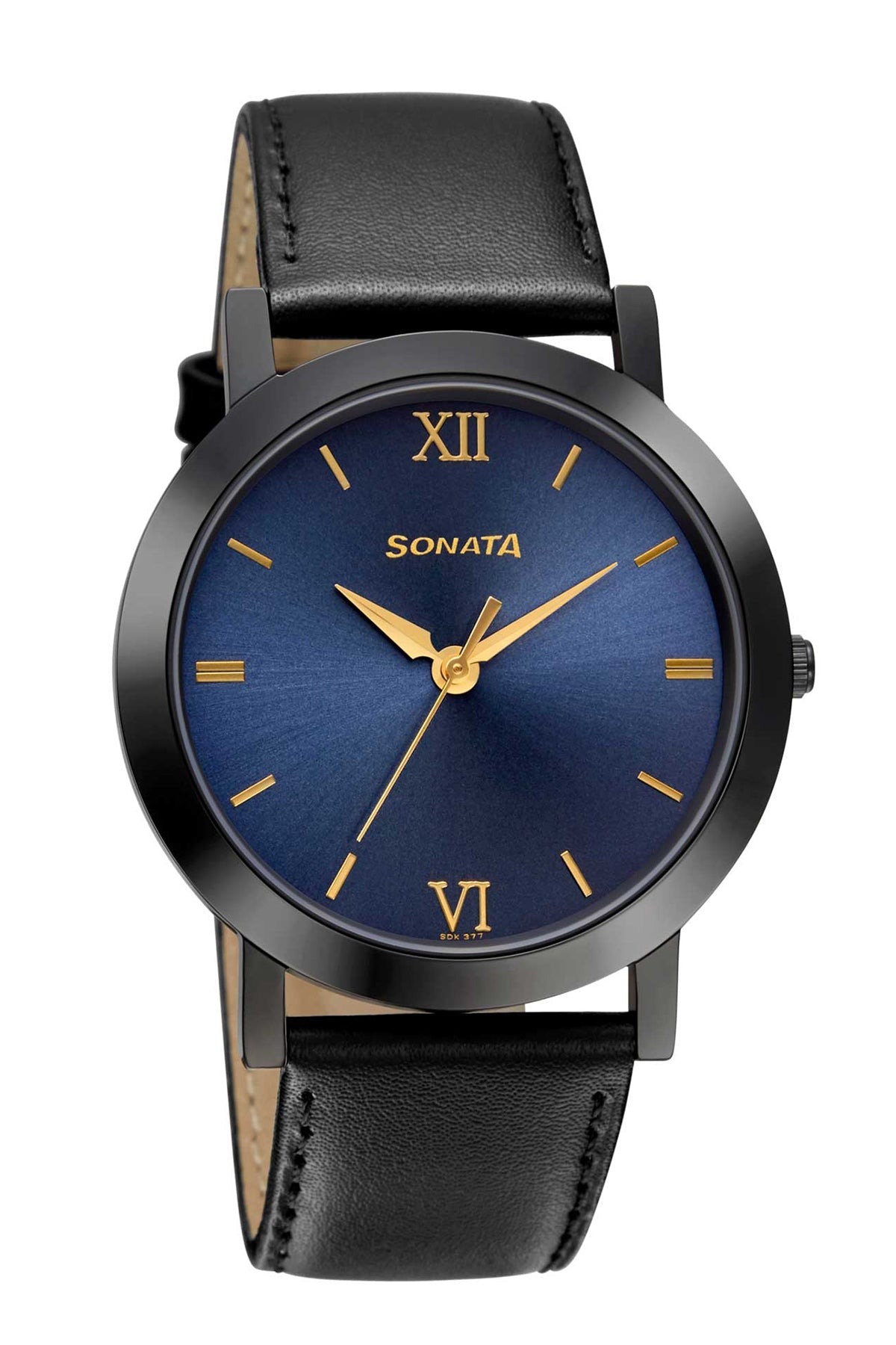 SONATA Men's Leather Strap Watch