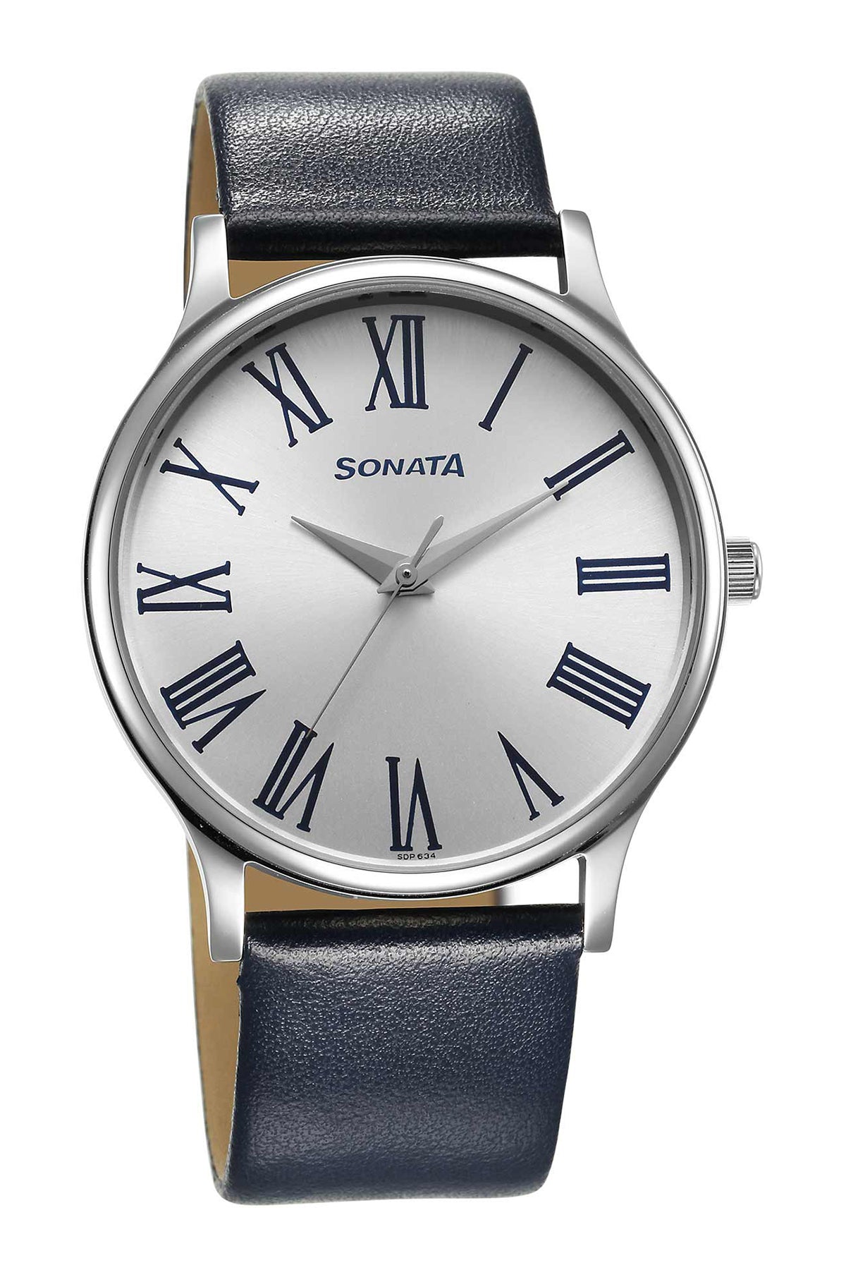 SONATA Men's Leather Strap Watch