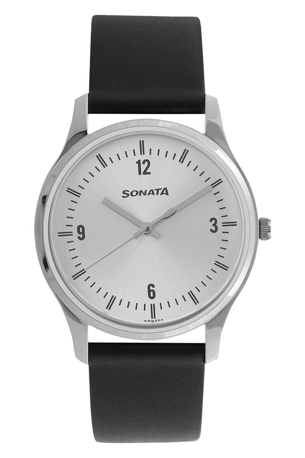 SONATA Men's Leather Strap Watch