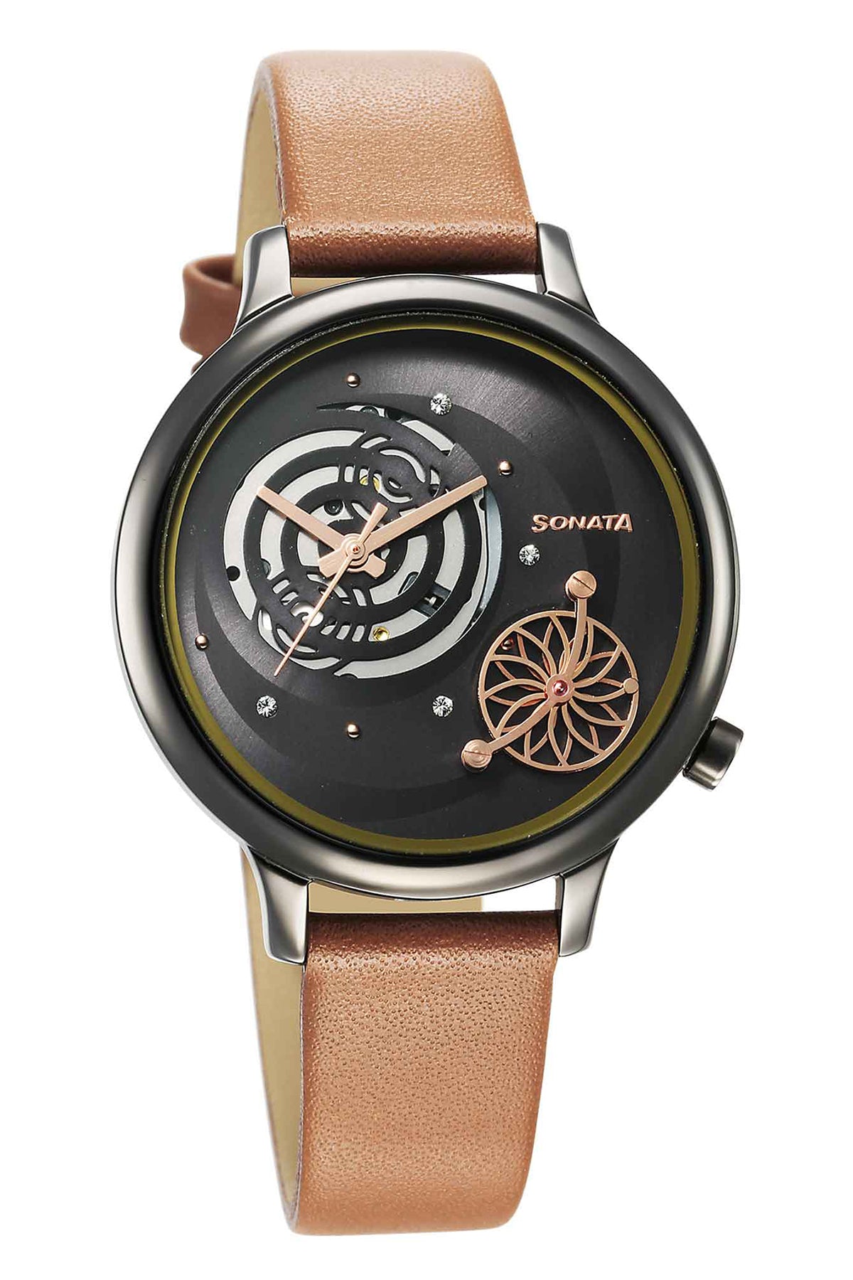 SONATA Women's Leather Strap Watch