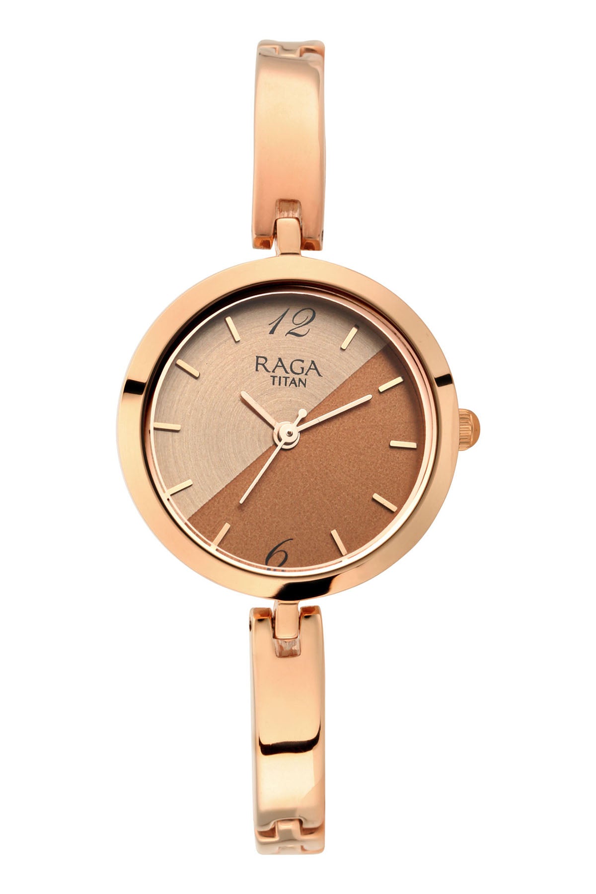 TITAN Women's Raga Viva Rose Gold Dial Metal Strap Watch