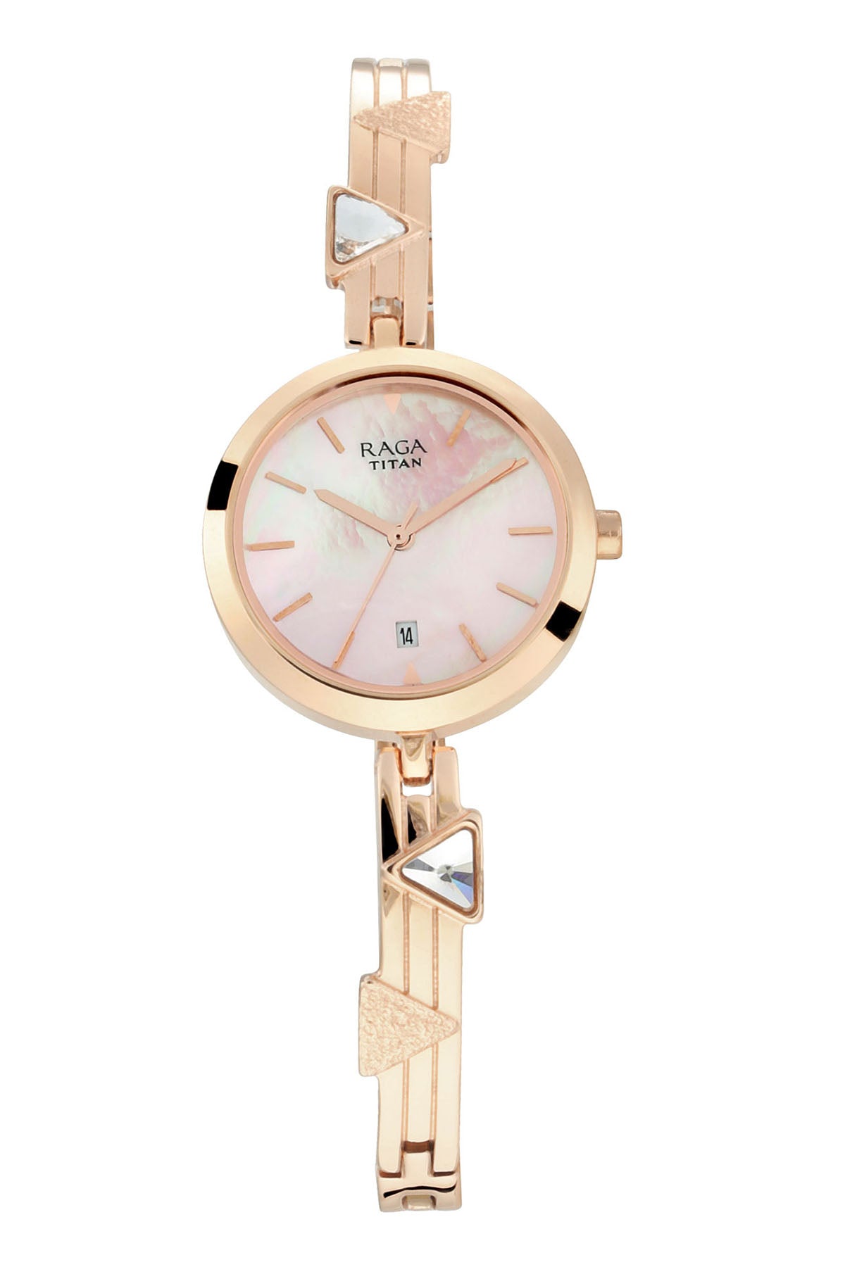 TITAN Women's Raga Viva Mother of Pearl Dial Metal Strap Watch