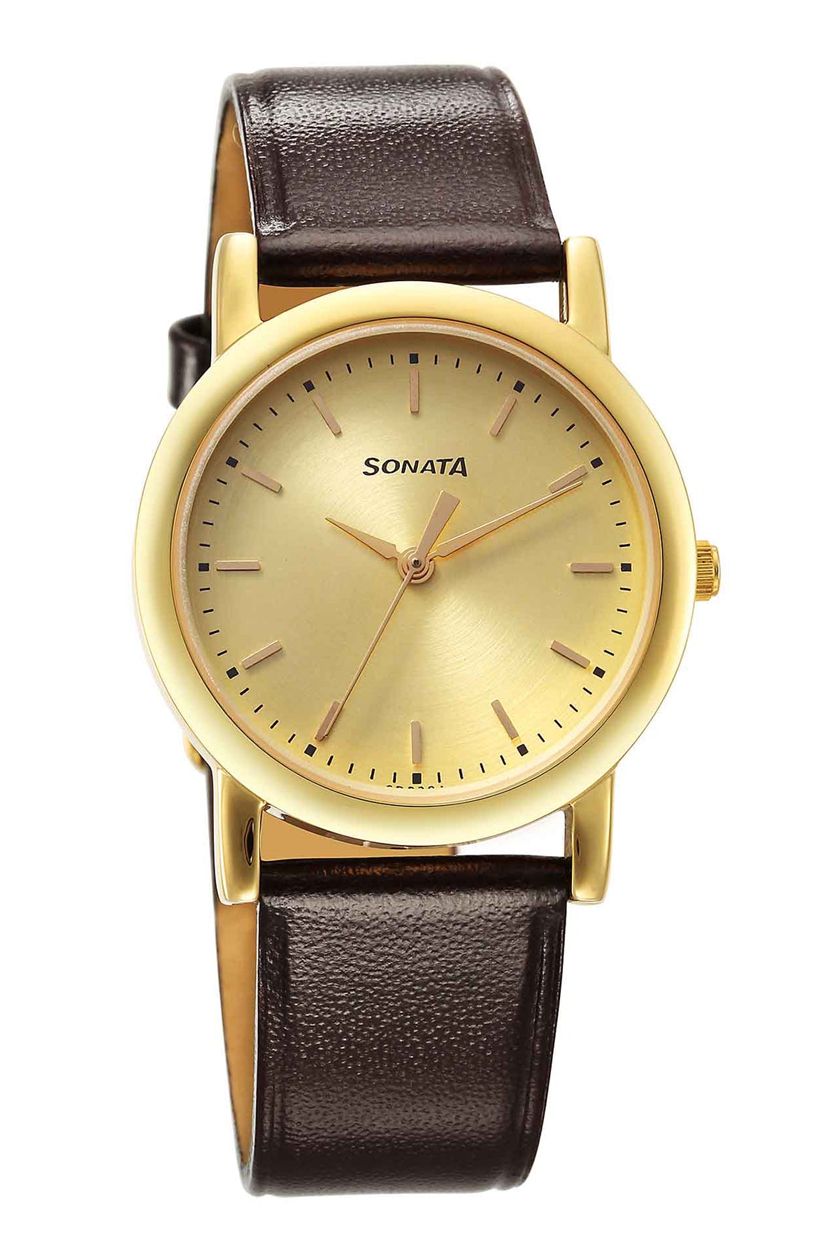 SONATA Men's Leather Strap Watch