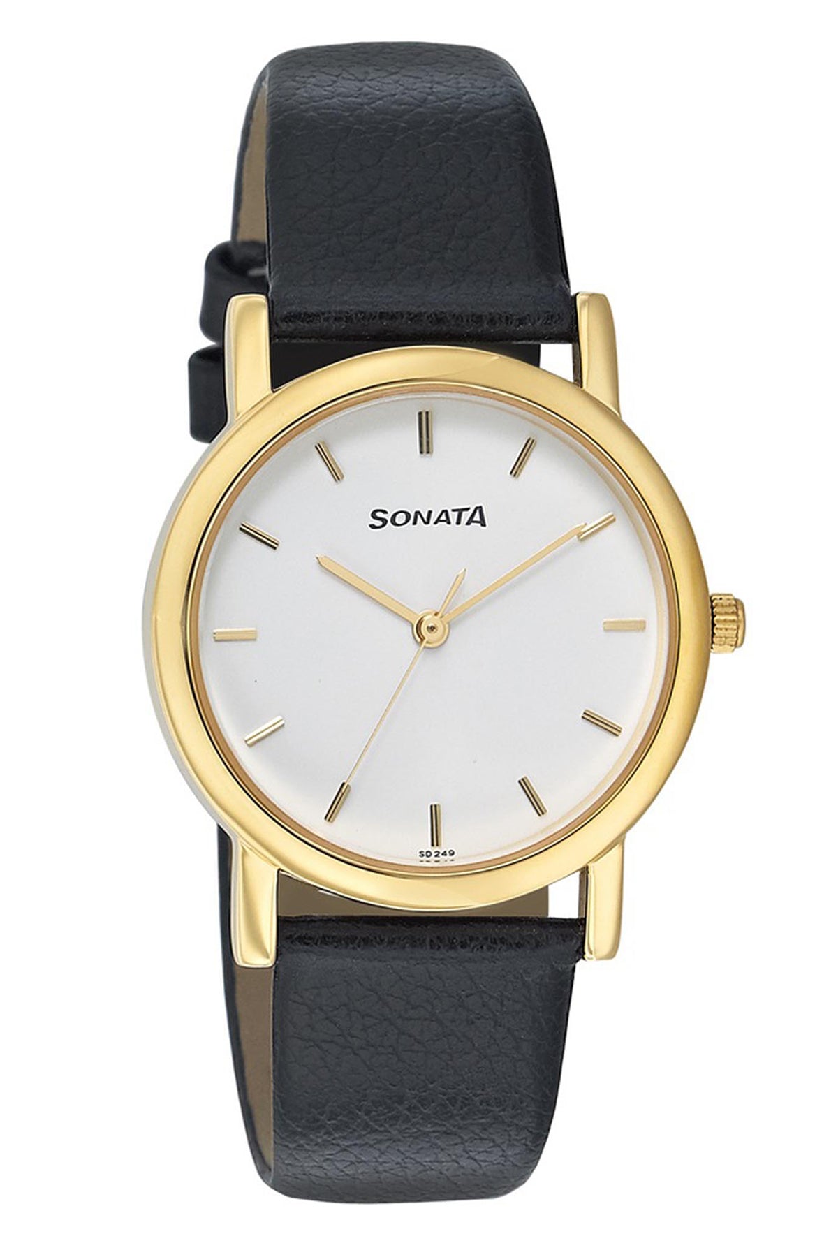 SONATA Men's Leather Strap Watch
