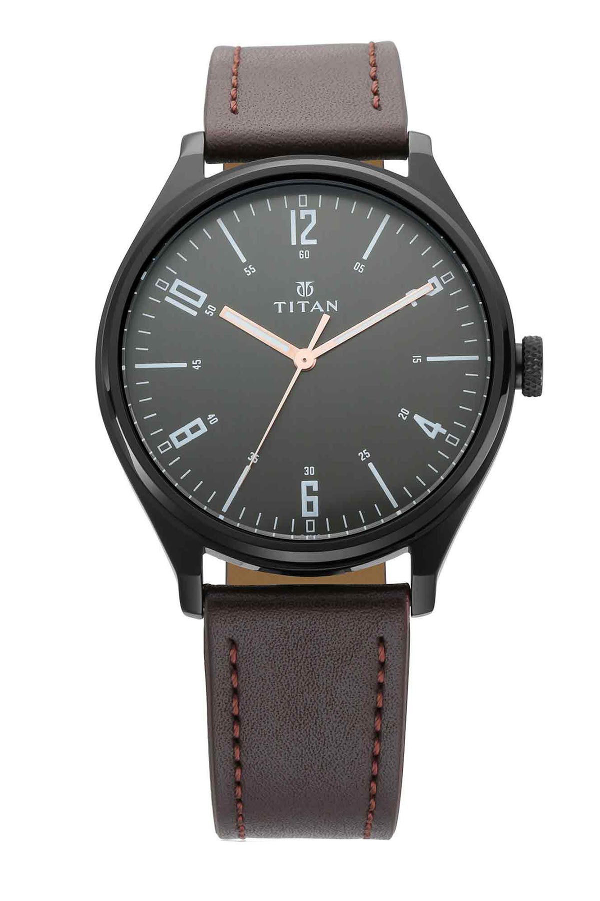 TITAN Men's Leather Strap Watch