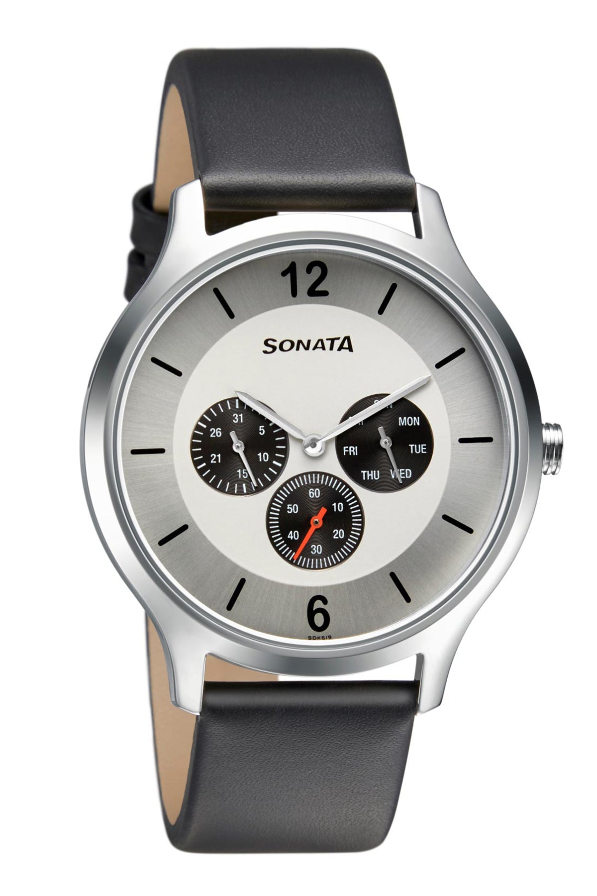 SONATA Men's Leather Strap Watch