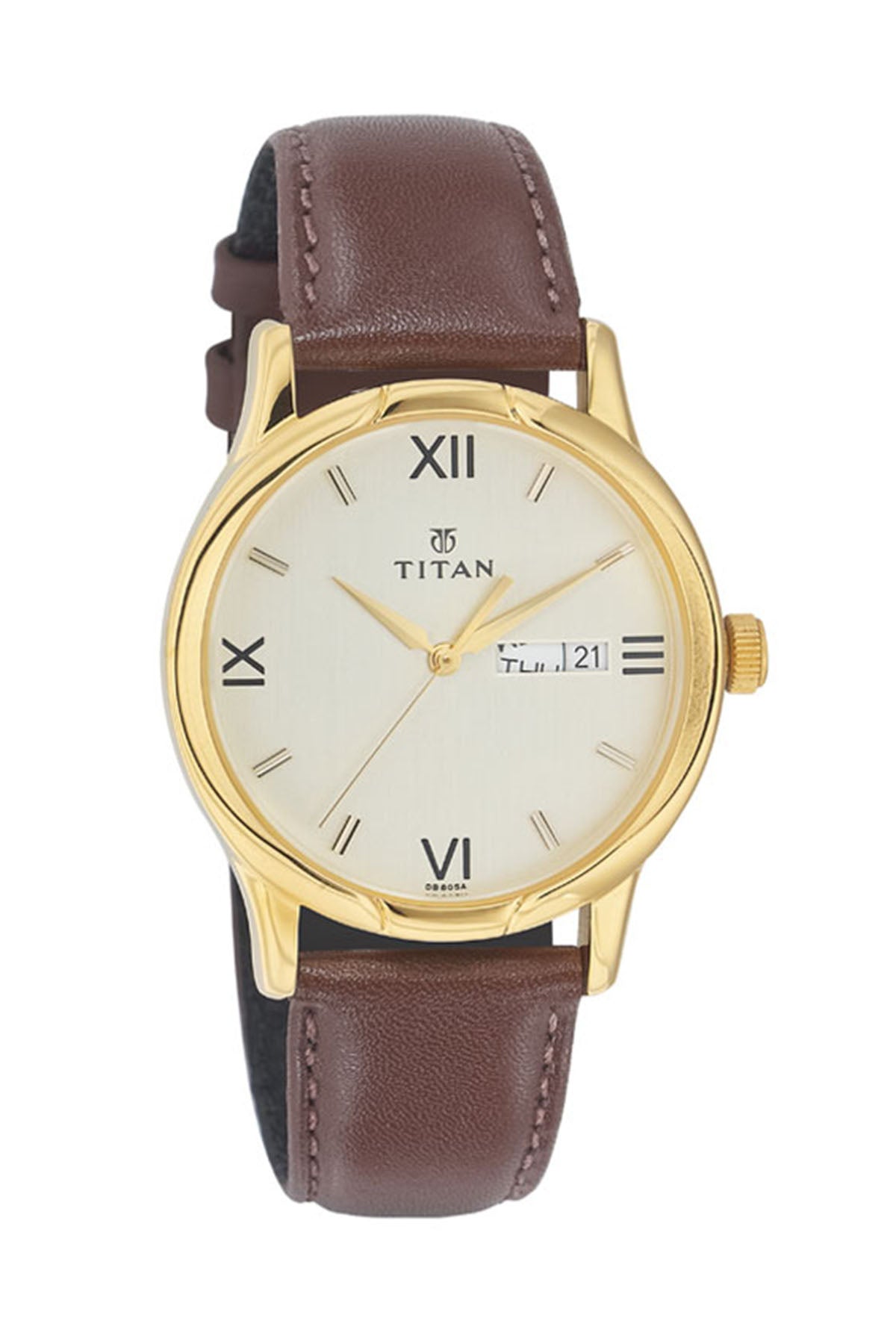 TITAN Men's Leather Strap Watch