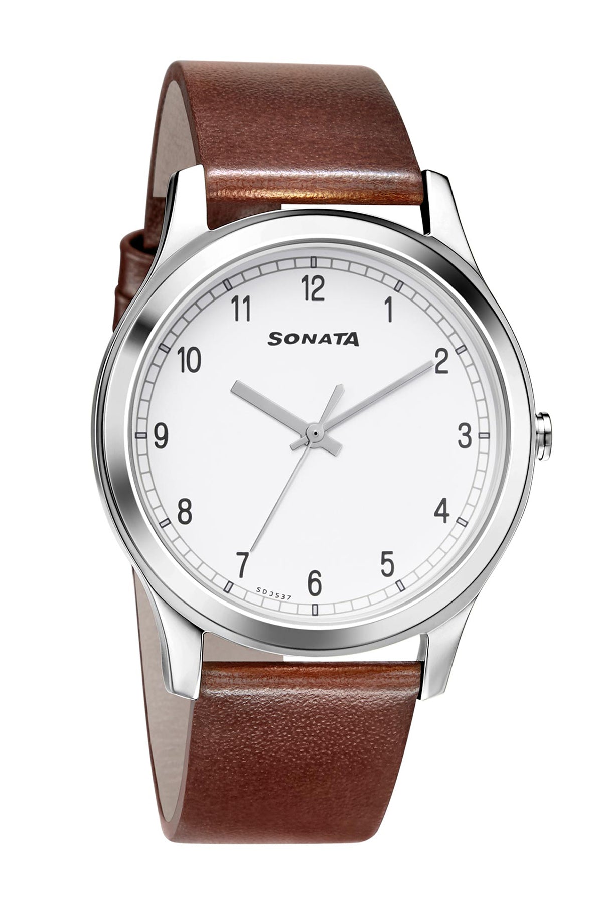 SONATA Men's Leather Strap Watch