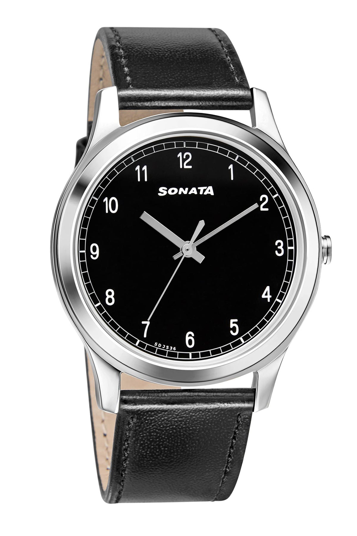 SONATA Men's Leather Strap Watch