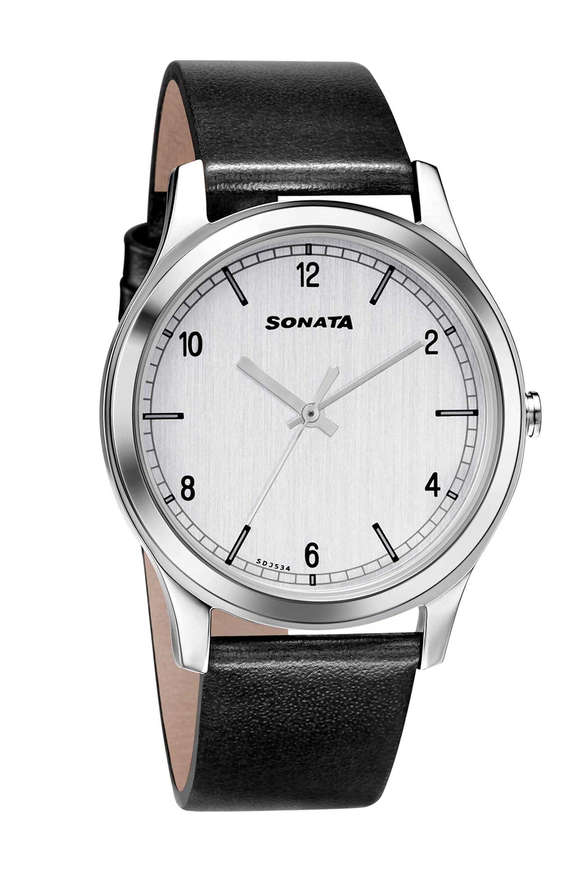 SONATA Men's Leather Strap Watch