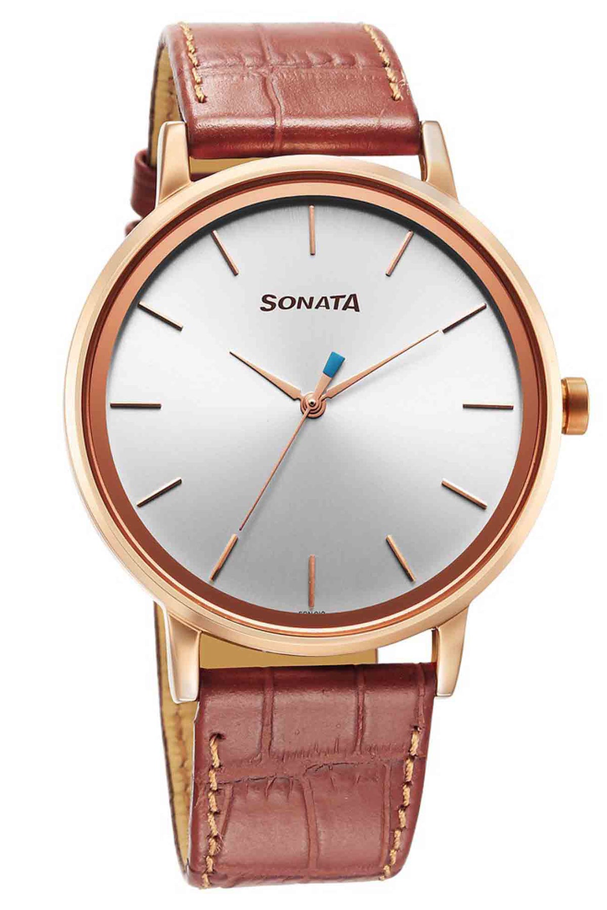 SONATA Men's Leather Strap Watch