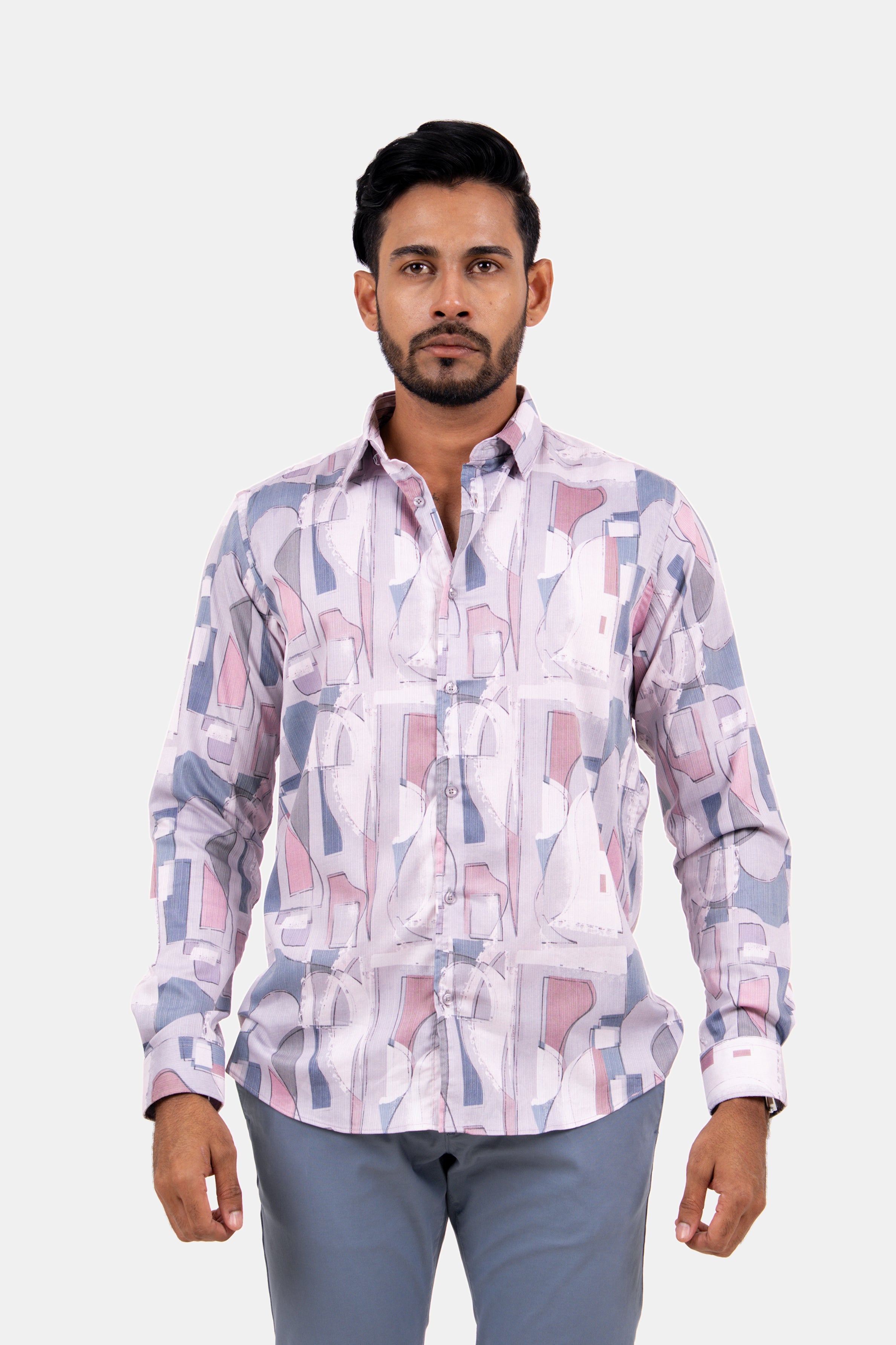 King Street Men's Casual Printed Shirt