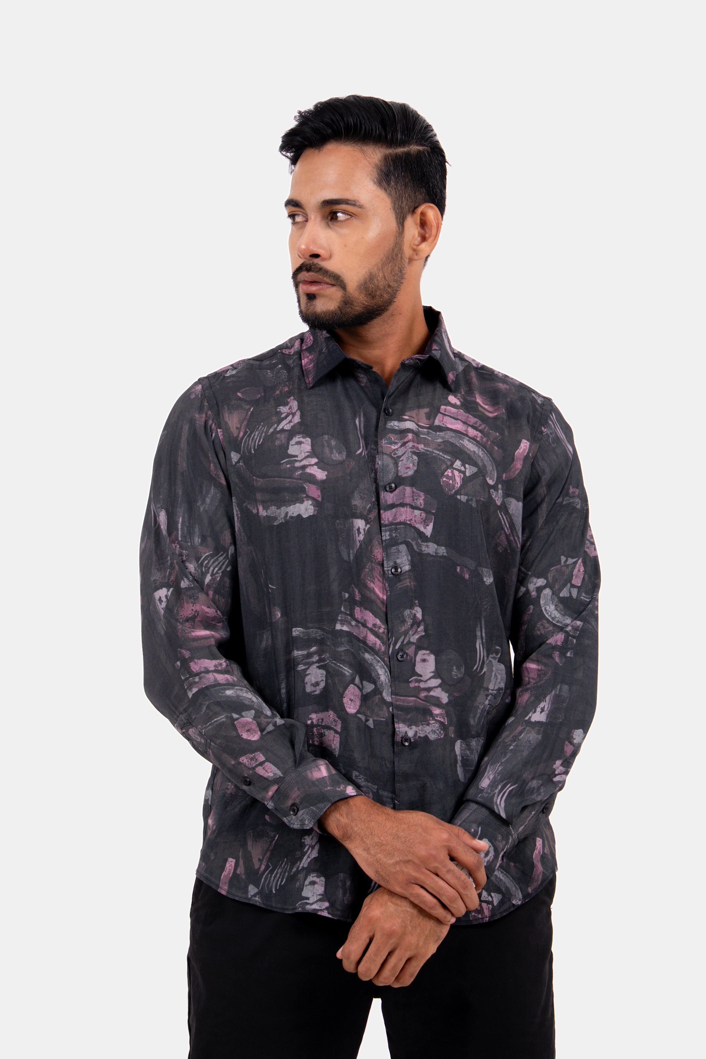 King Street Men's Casual Printed Shirt