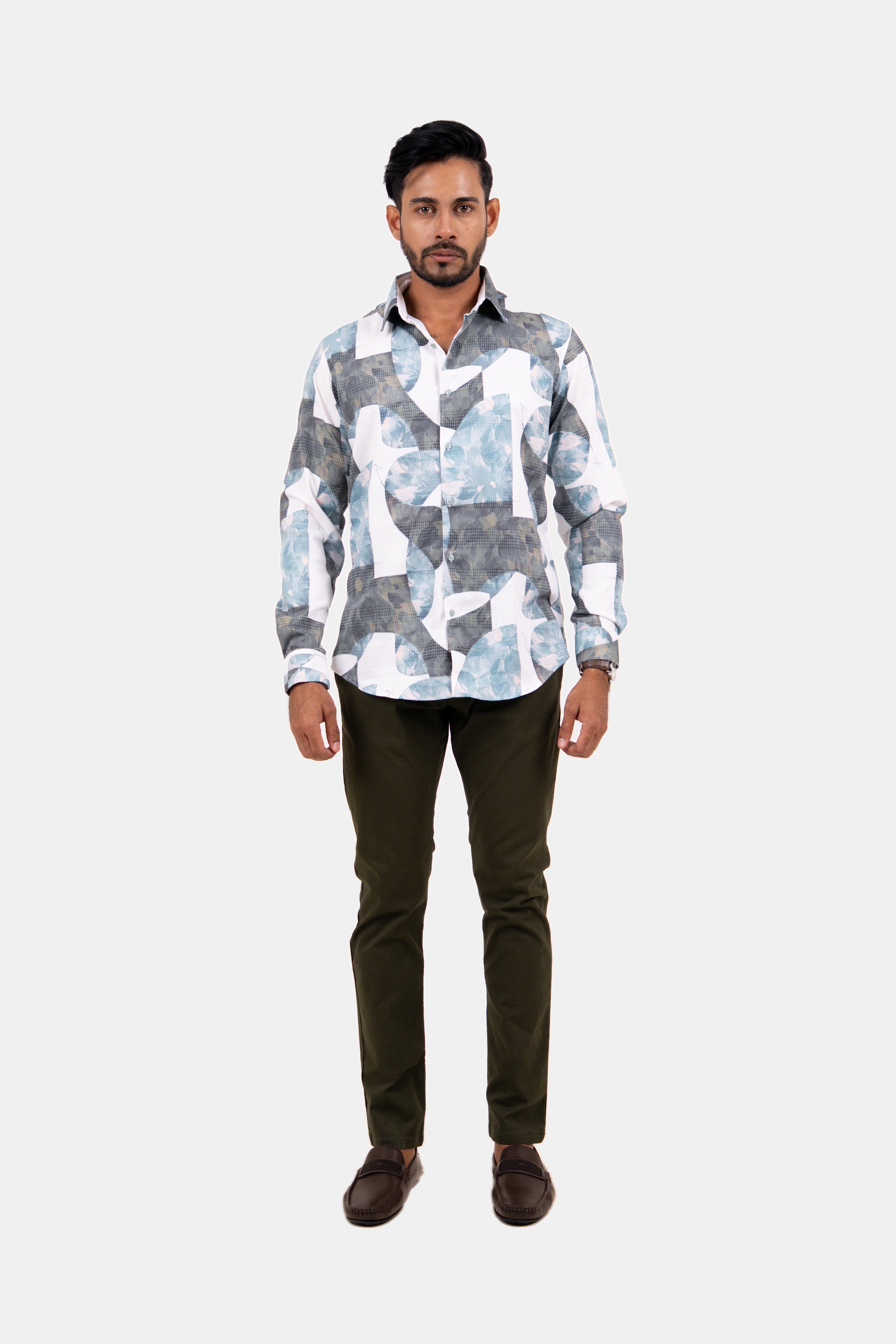 King Street Men's Casual Printed Shirt