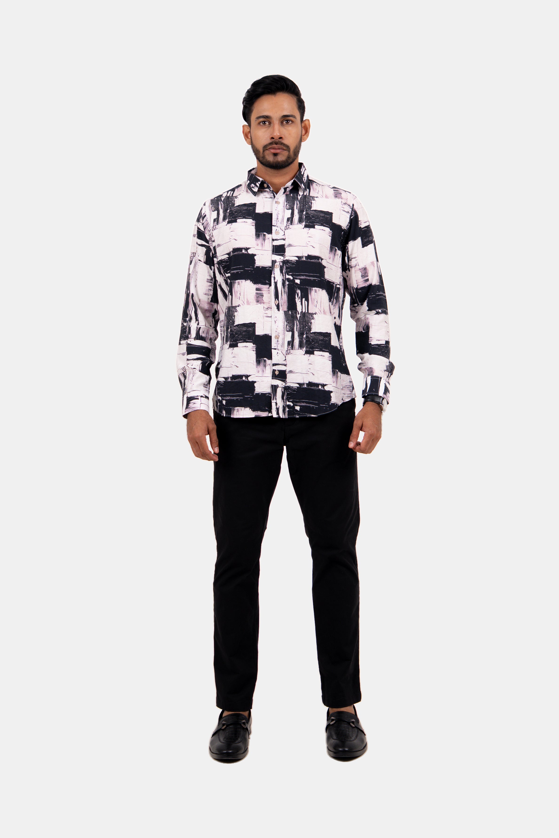 King Street Men's Casual Printed Shirt