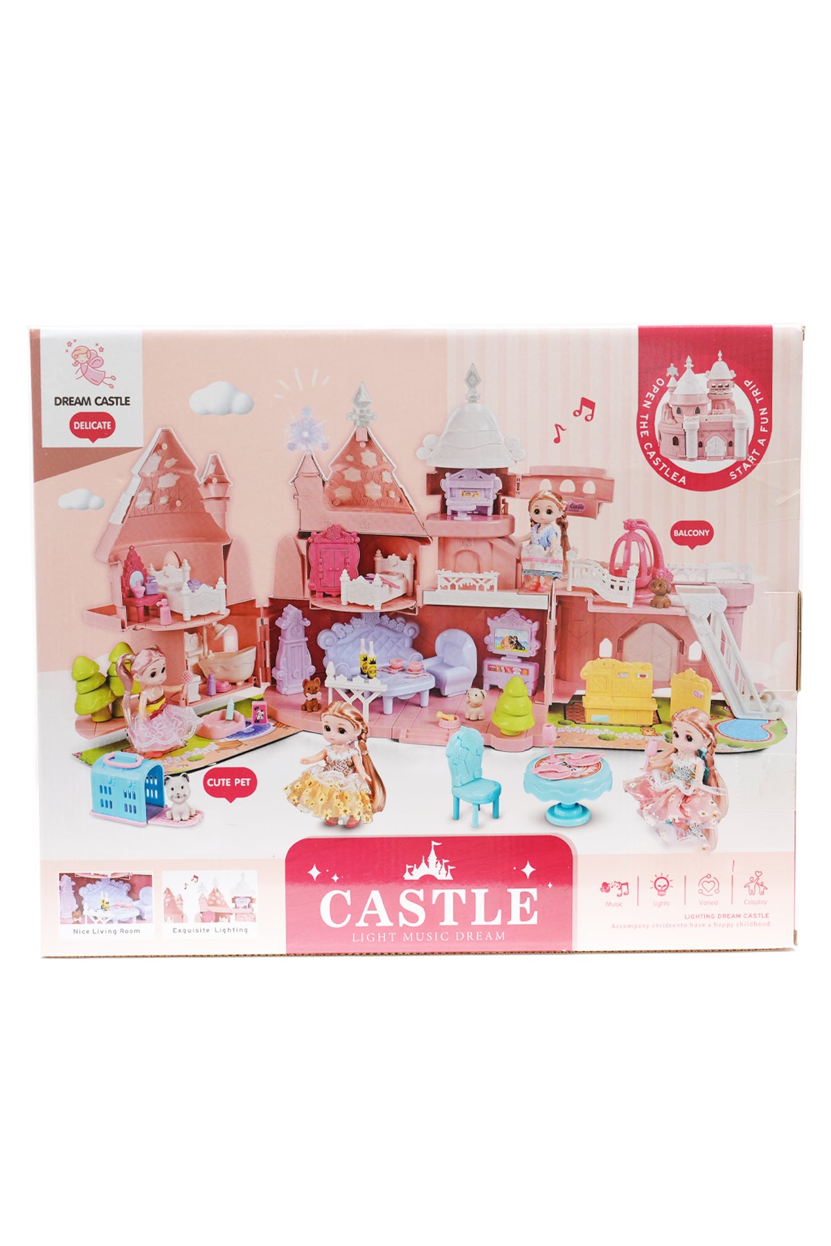 Dream Castle Light Music Dollhouse Playset – Princess Fantasy Toy