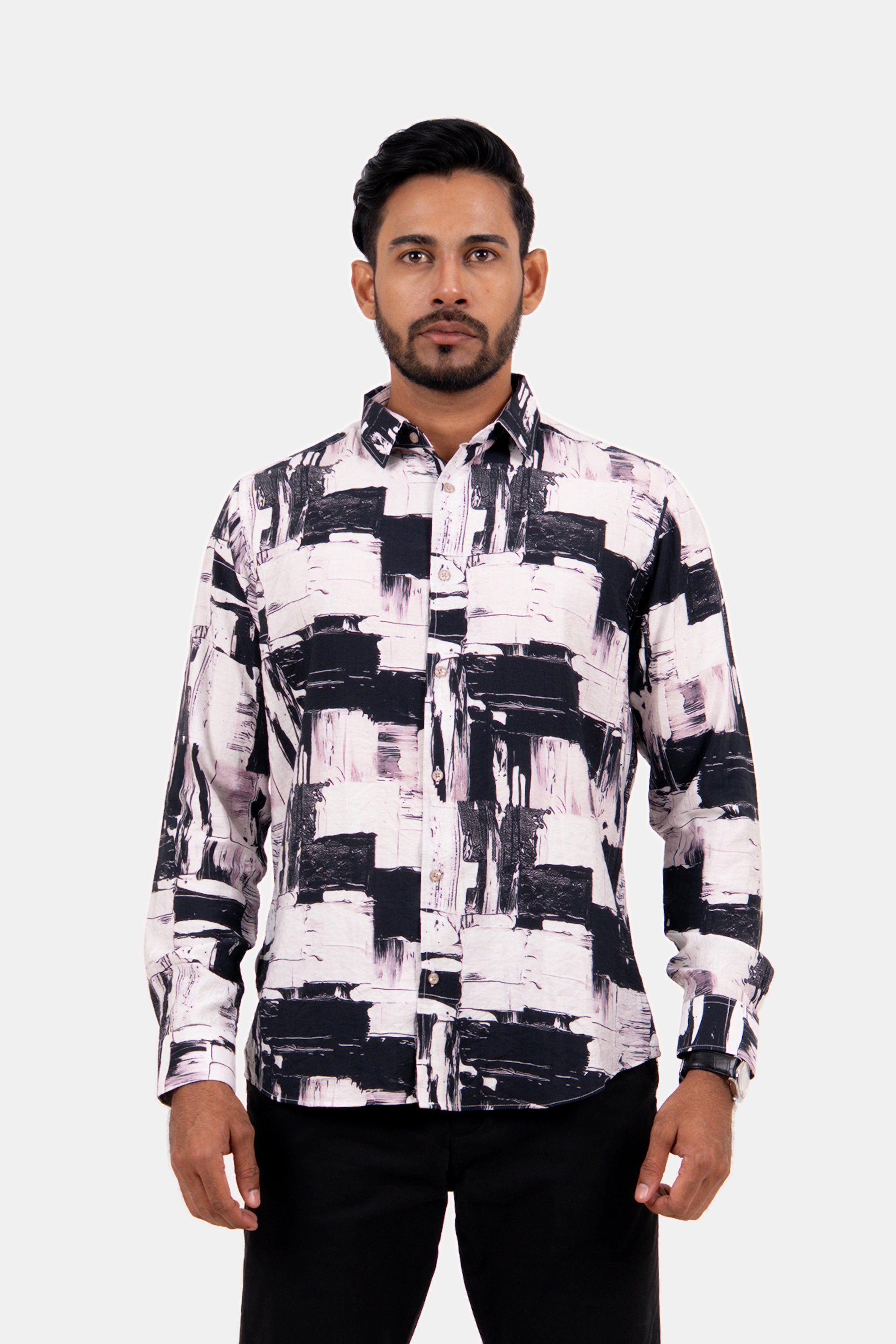 King Street Men's Casual Printed Shirt
