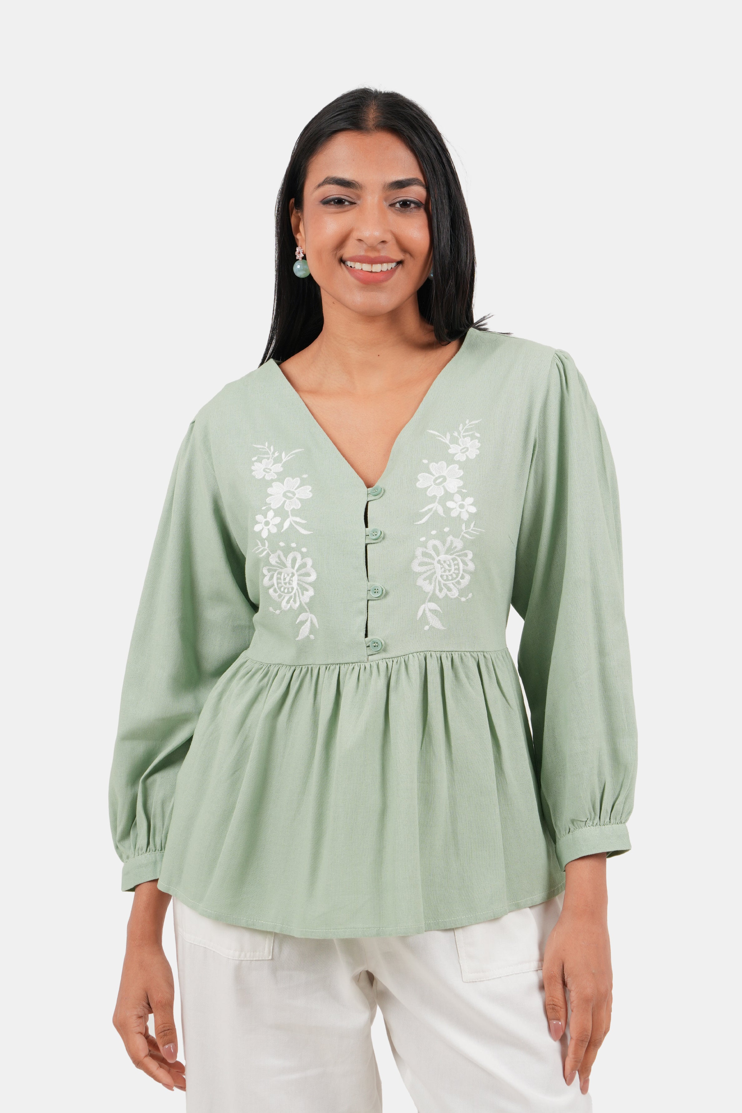 Envogue Ladies Linen Printed Top