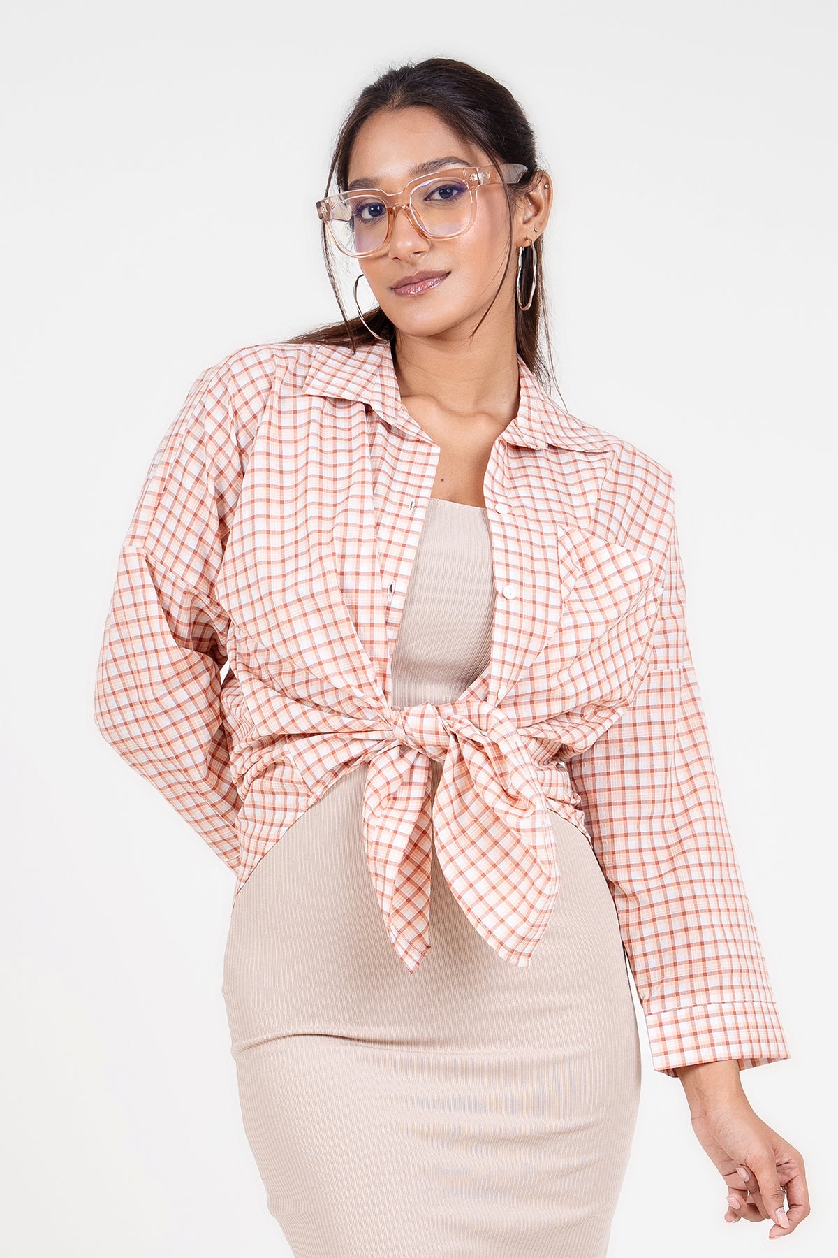 Envogue Women's Chic Long Sleeve Check Casual Shirt