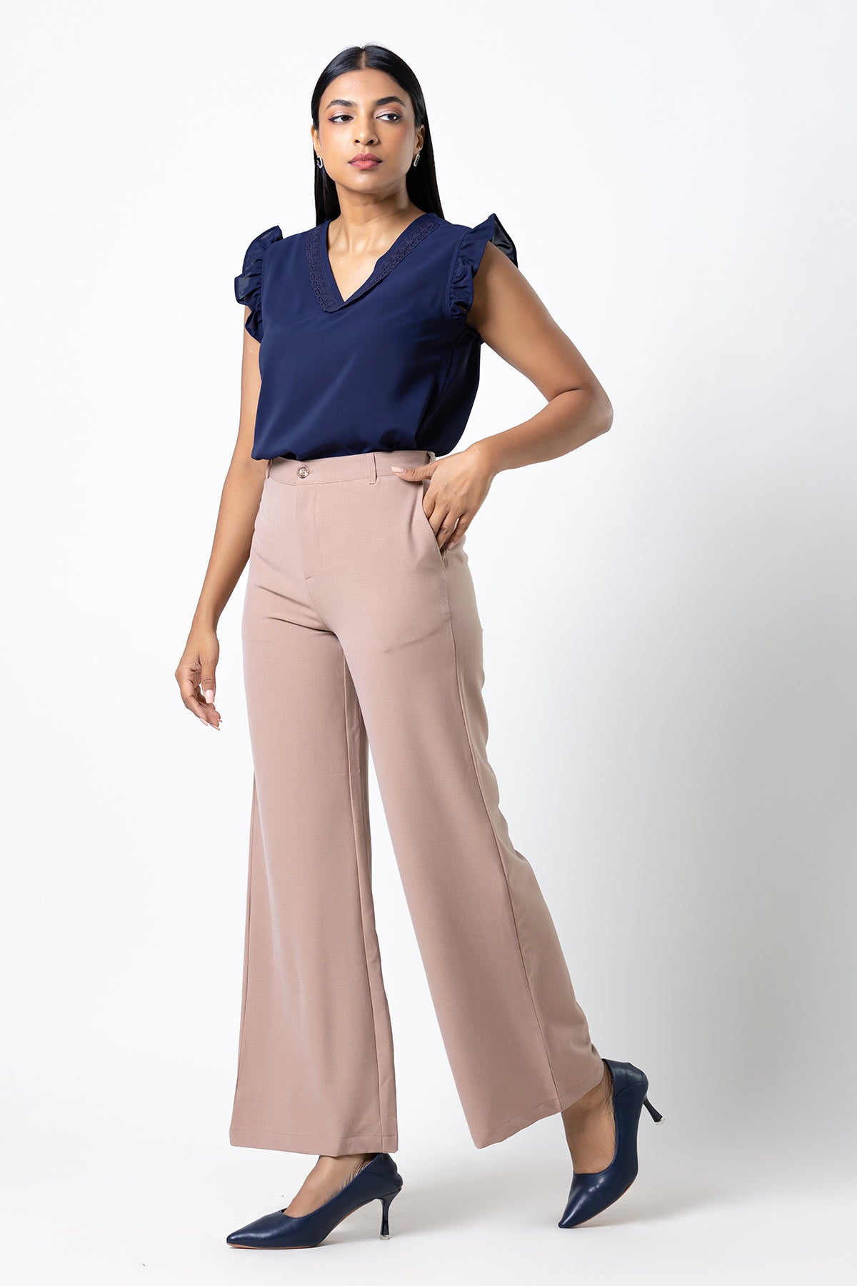 Envogue Women's Wide Legg Plain Office Pant