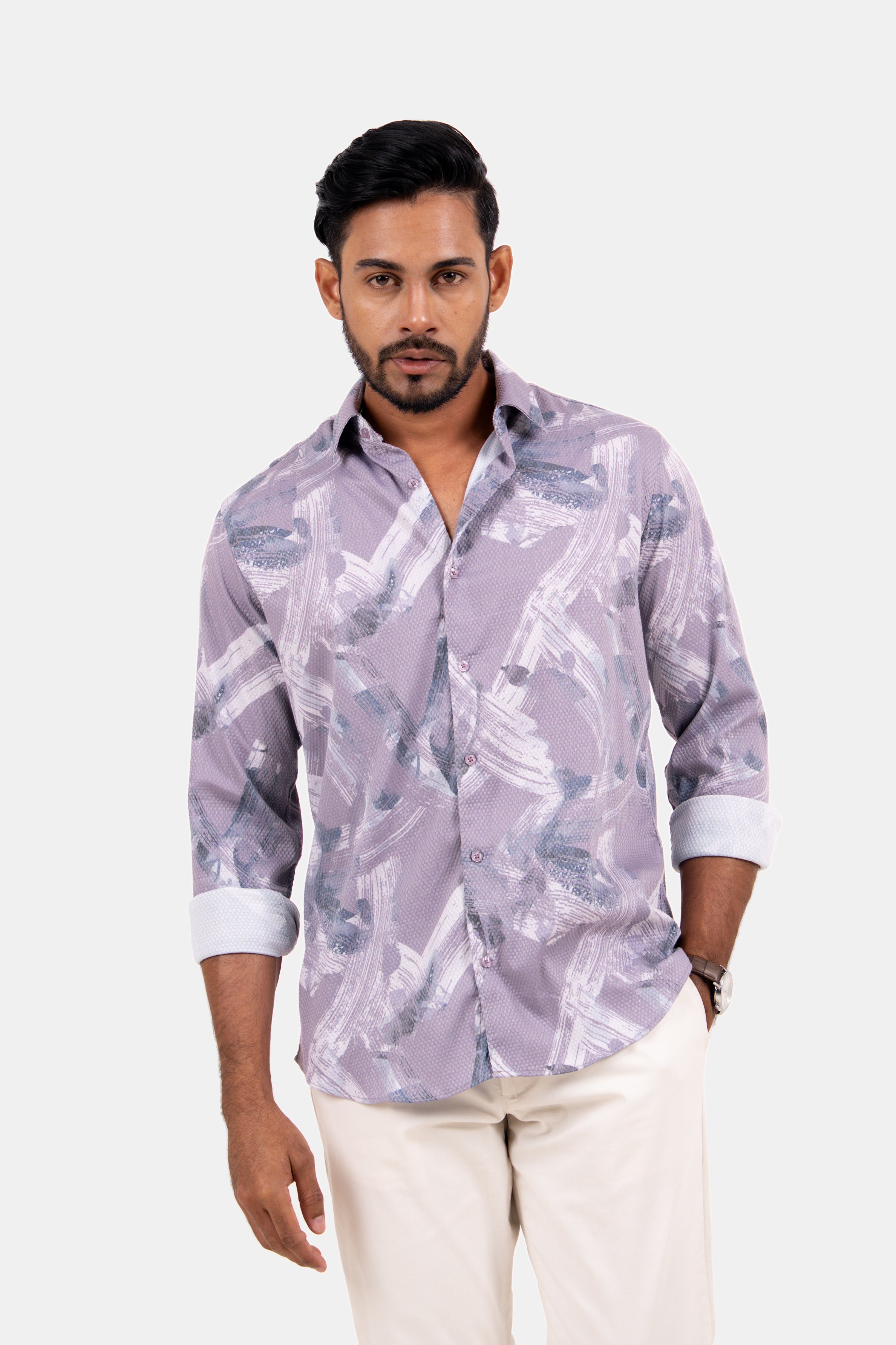 King Street Men's Casual Printed Shirt