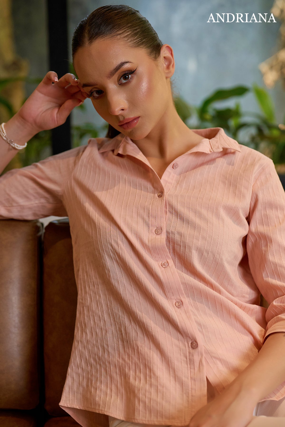 Andriana WHISPERS OF STRIPES Women's Chic Office Blouse