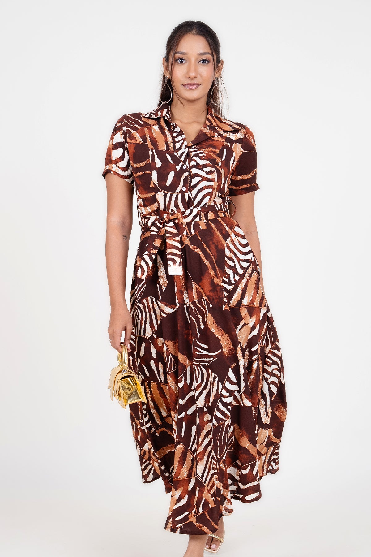 Envogue Women's Short Sleeve Printed Party Dress
