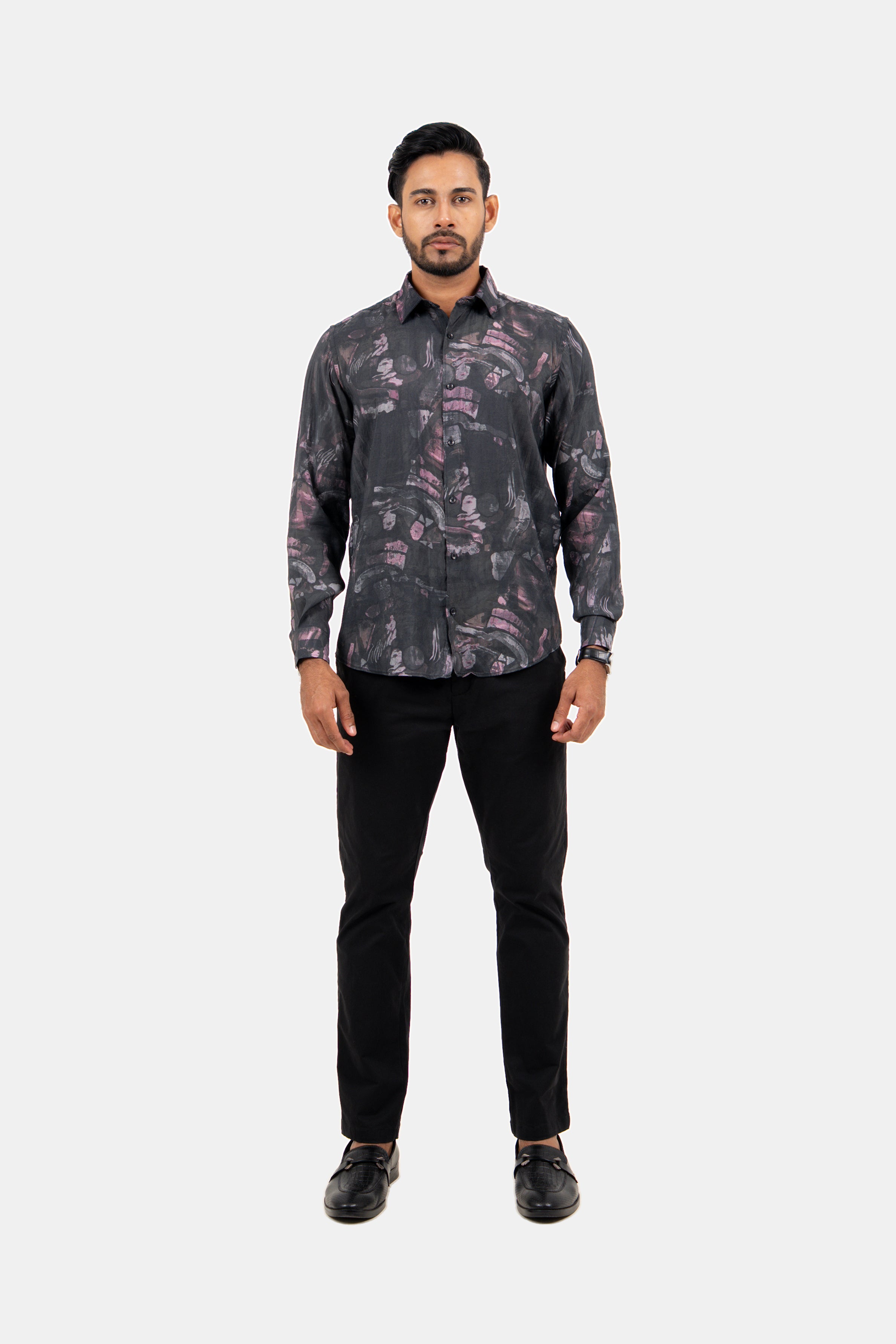 King Street Men's Casual Printed Shirt