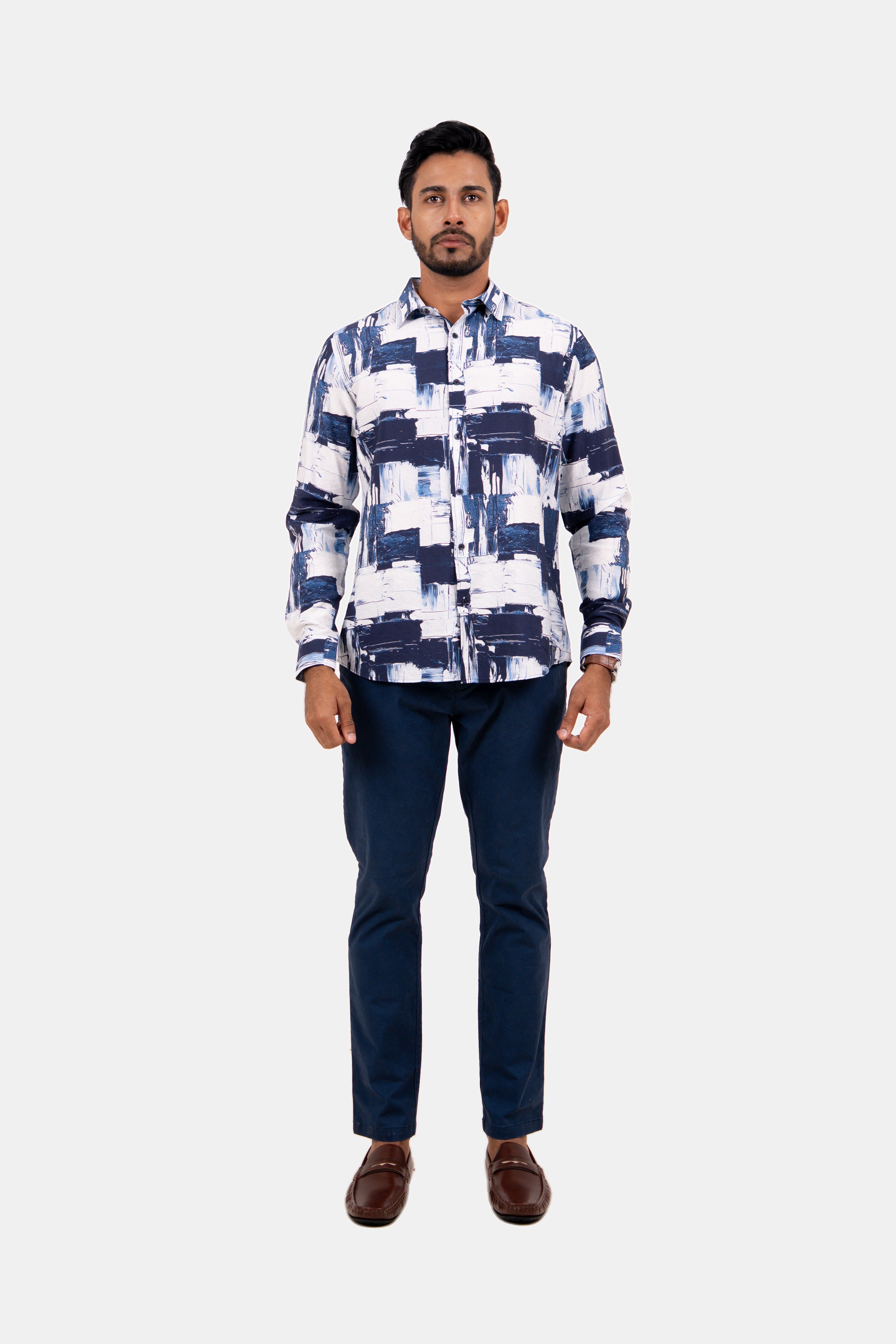 King Street Men's Casual Printed Shirt