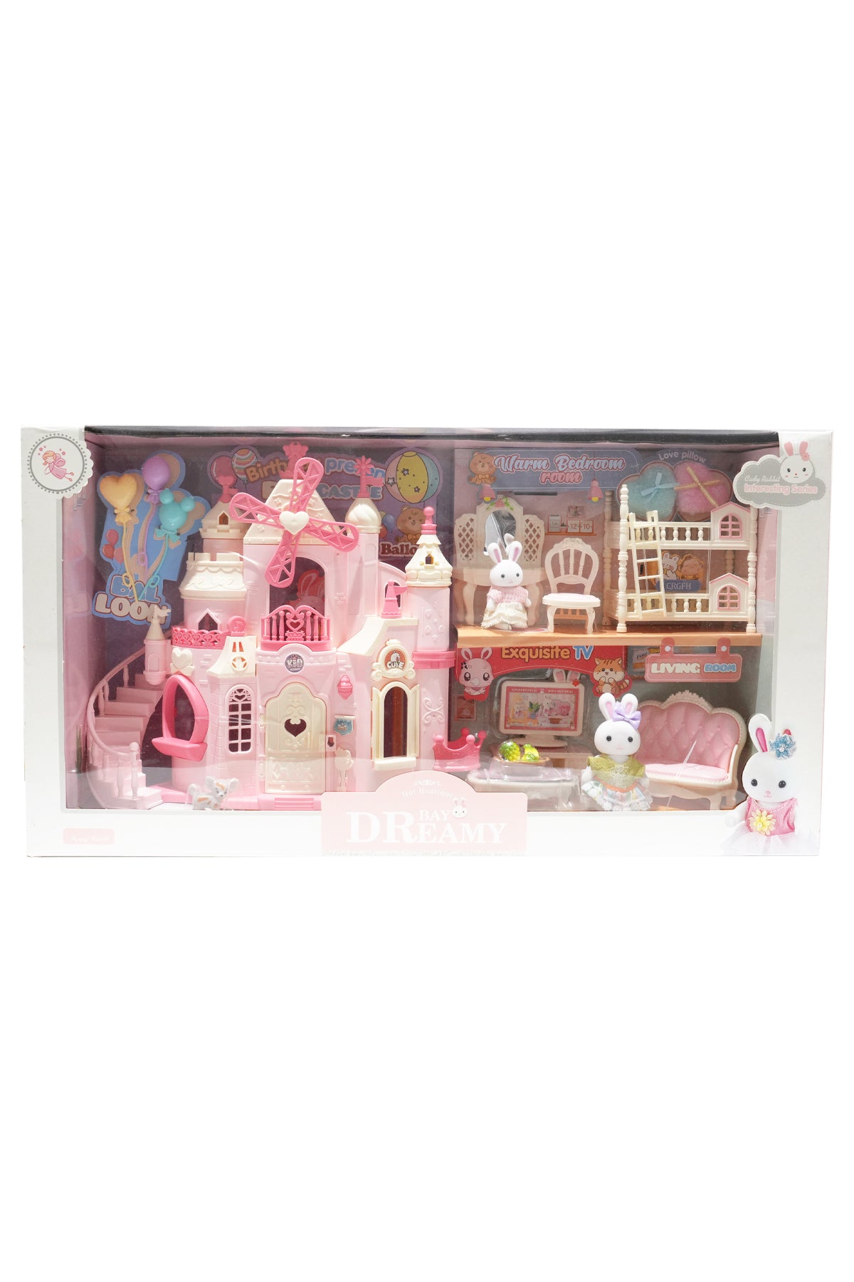 Cute Rabbit Beautiful Big Castle Dollhouse Playset