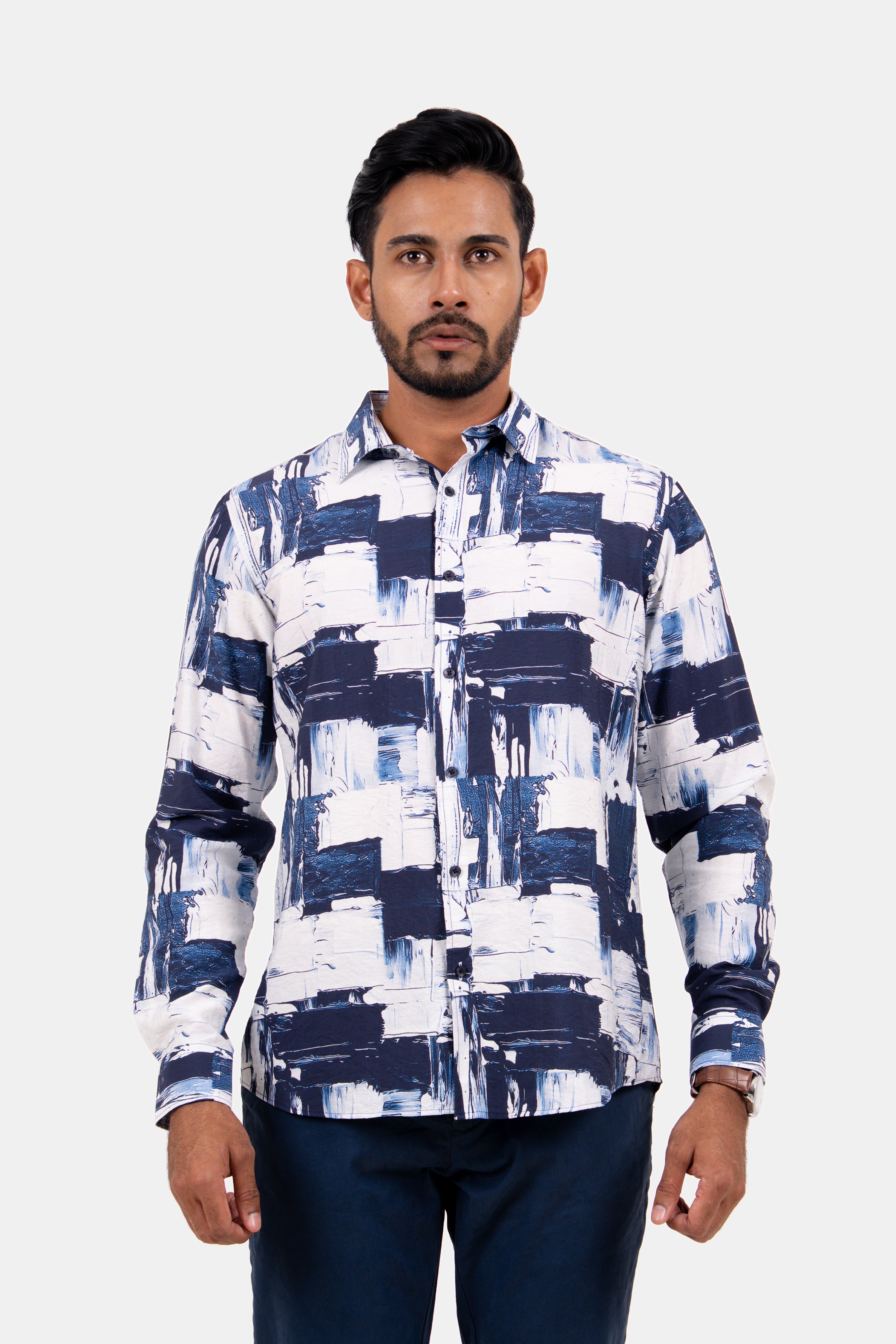 King Street Men's Casual Printed Shirt