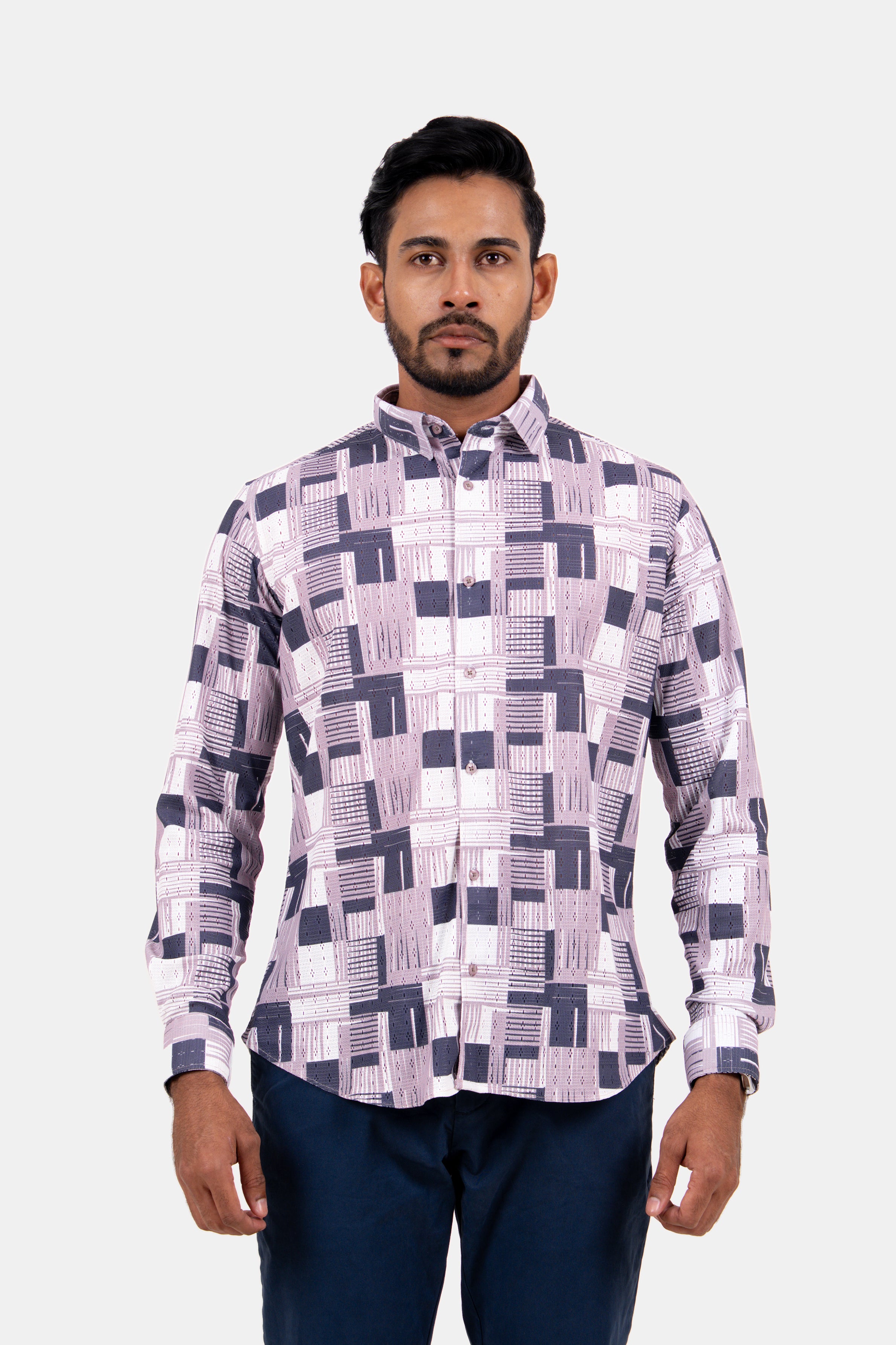 King Street Men's Casual Printed Shirt