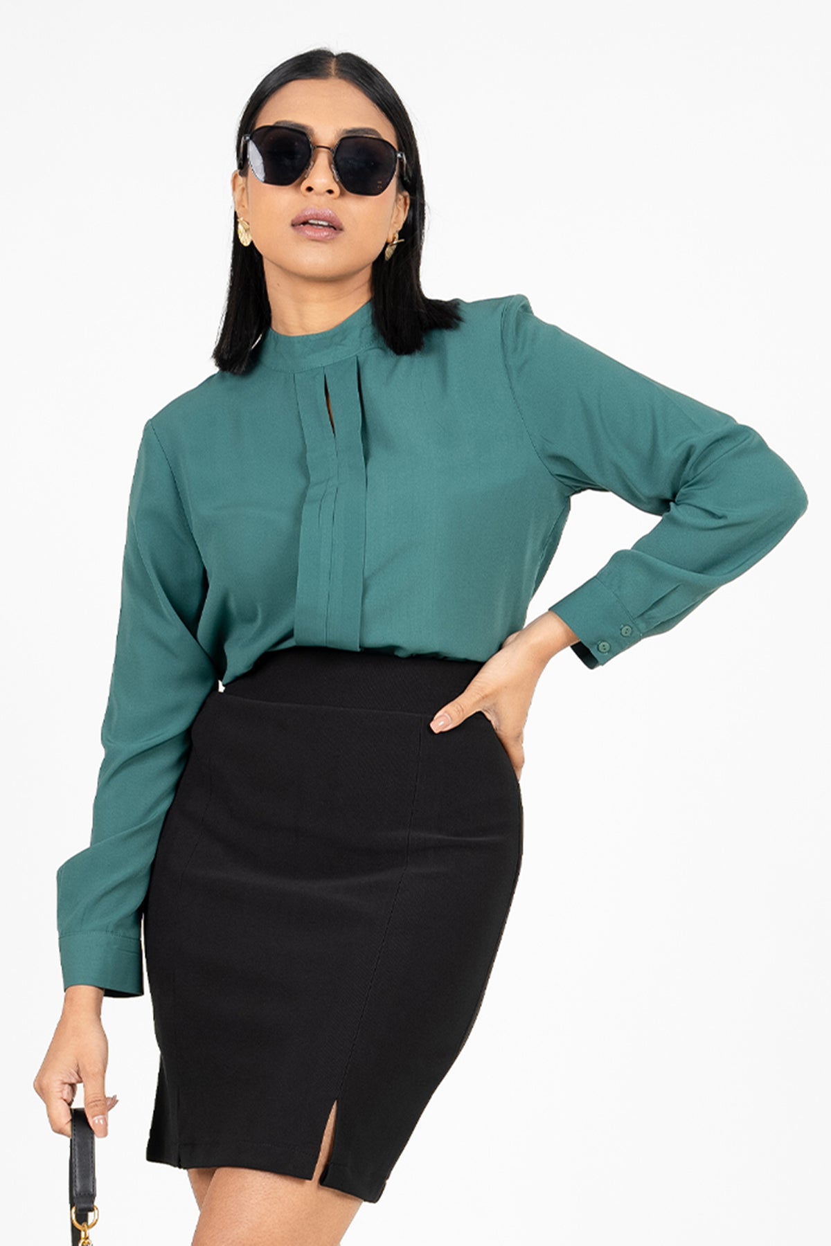 Envogue Women's Long Sleeve Chic Office Blouse - Main Image