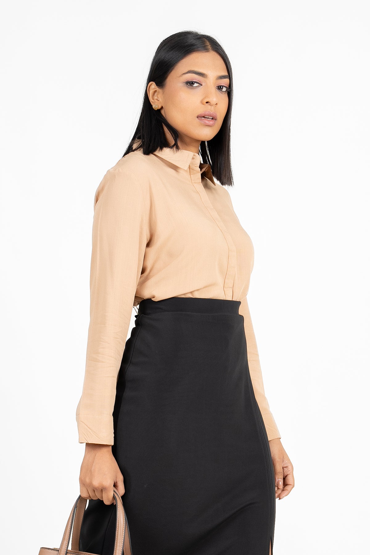Envogue Women's Long Sleeve Plain Chic Office Shirt