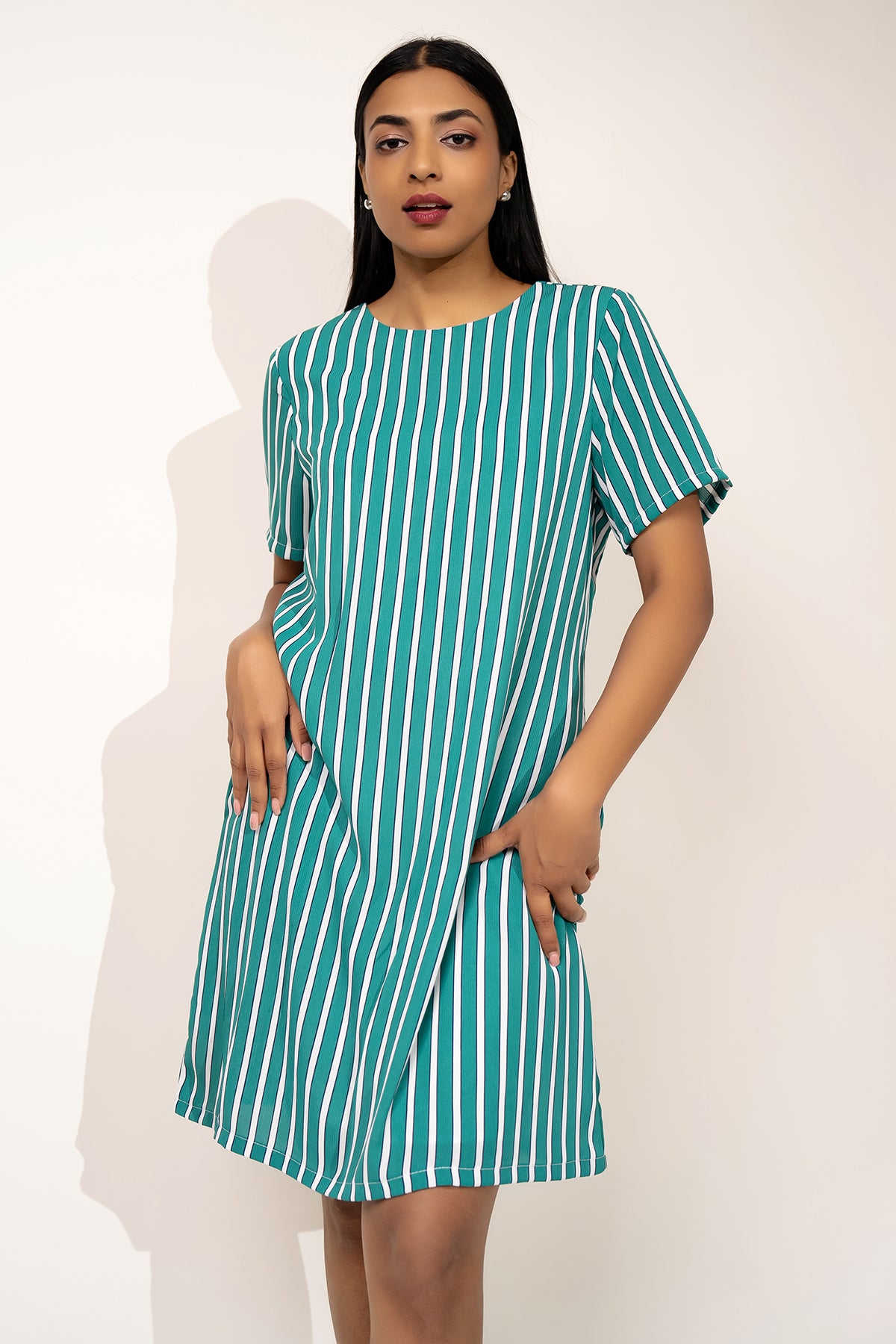 Envogue Women's Normal Stripe Office Dress