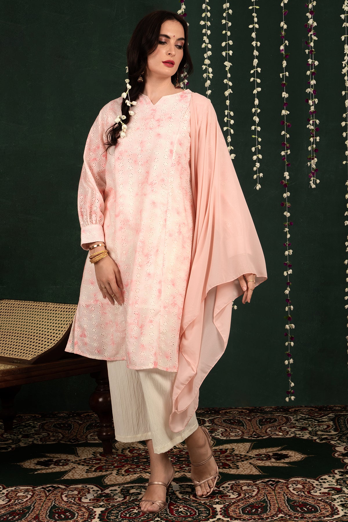Hada Ethnic Women's Long Sleeve Embroider Party Kurta
