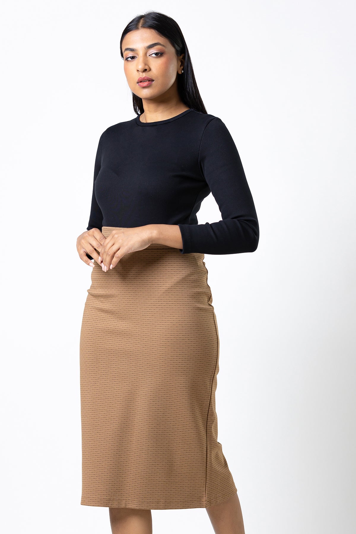 Envogue Women's Knee Length Printed Office Skirt