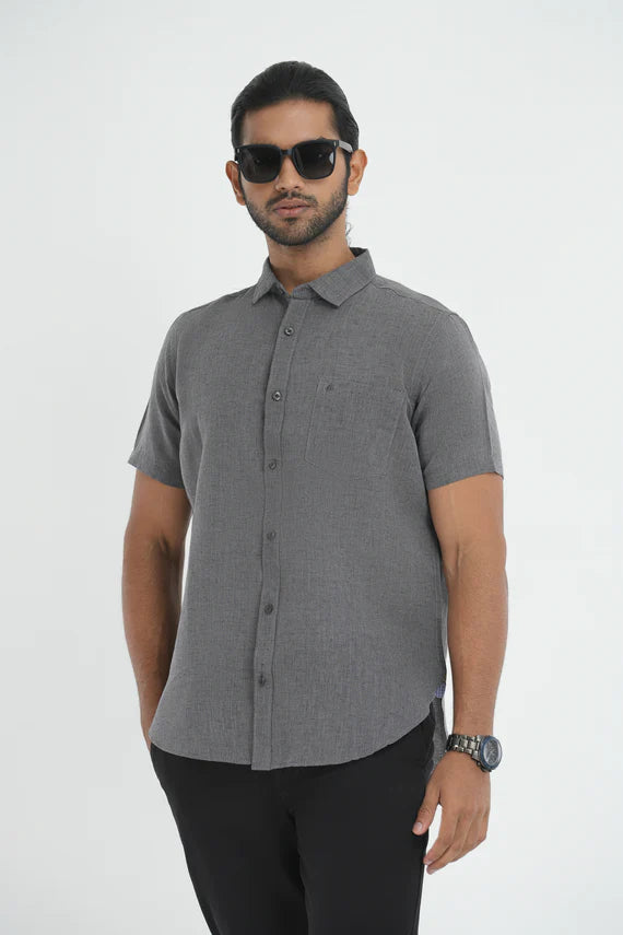 Anationz Men's Short Sleeve Casual Linen Shirt