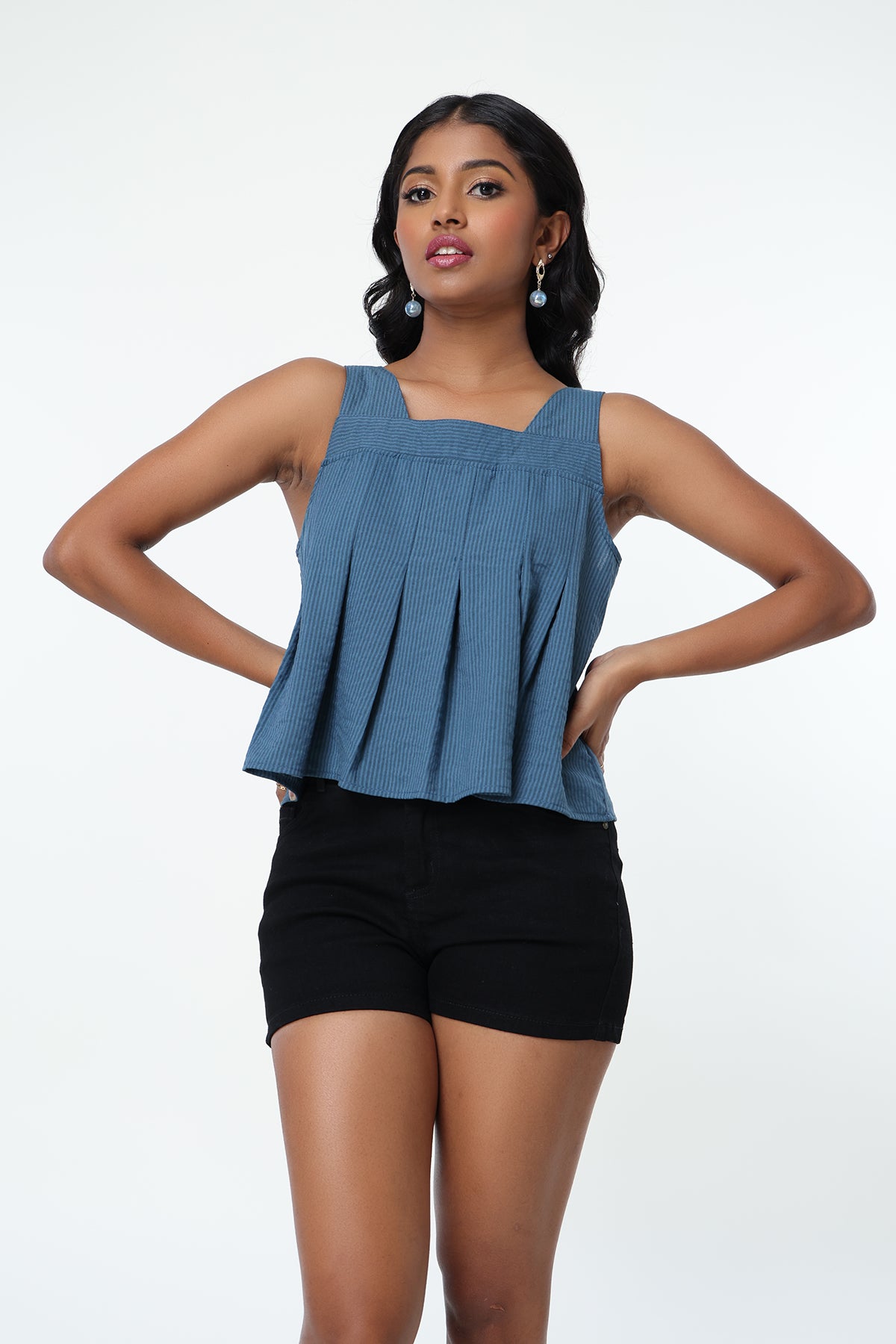 Modano Women's Sleeve Less Stripe Casual Top