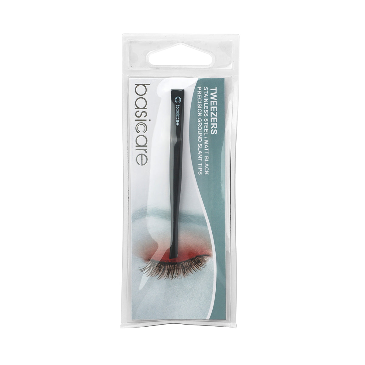 Basicare Matt Black 8.5 cm Slant Tip Tweezer (7576275714272)