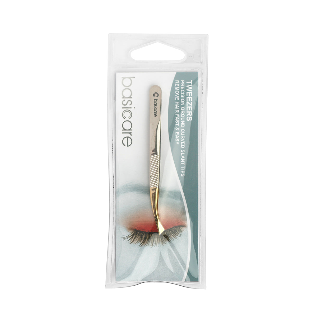 Basicare 1/2 Gold Blade Curved Slant Tip 8.5 cm Tweezer (7616126091488)