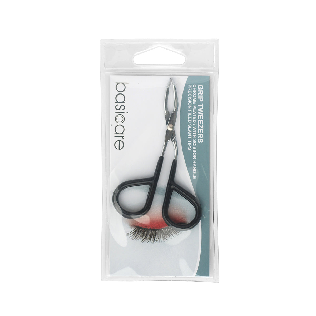 Basicare Chrome Plated Slant Tip Precision Scissor Tweezer with Scissor Handle (7616125927648)