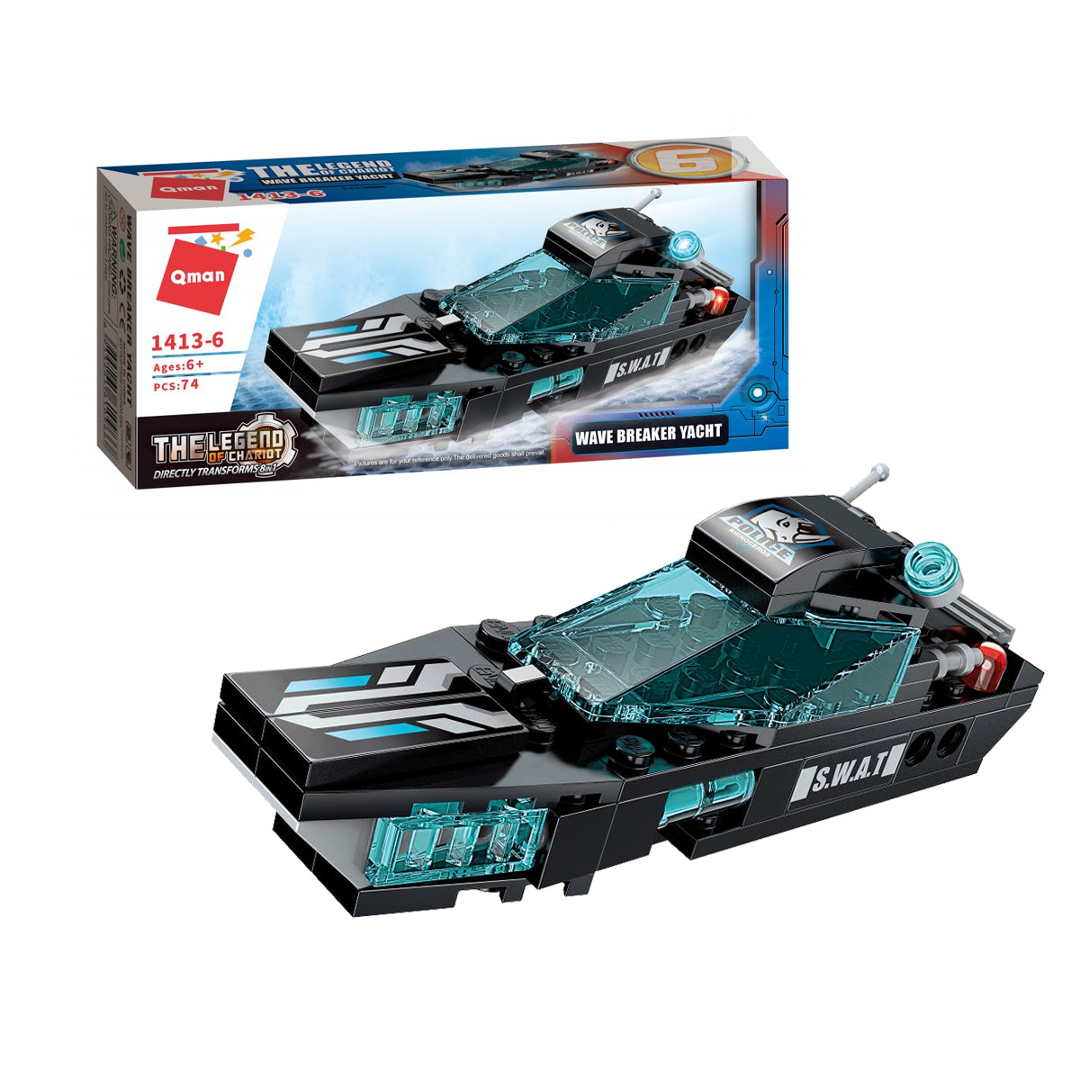 Qman The Legend of Chariot Shadow Pulse Combat Vehicle 8 in 1: Wave Breaker Yacht (7681411776736)