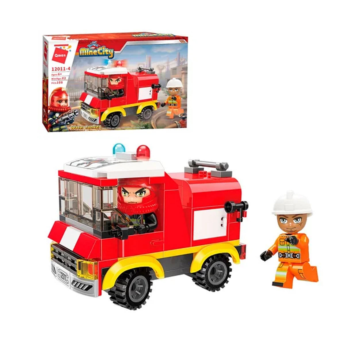Qman MineCity: Fire Rescue Mini Set 4 in 1 - Water Tanker (7681412727008)