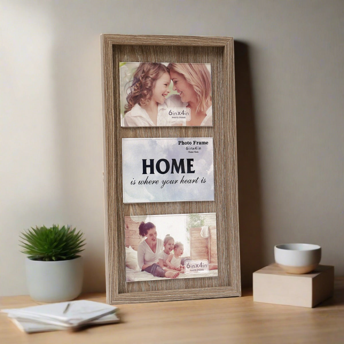 3-Display Collage Rustic Wooden Picture Frame (7574625157344)