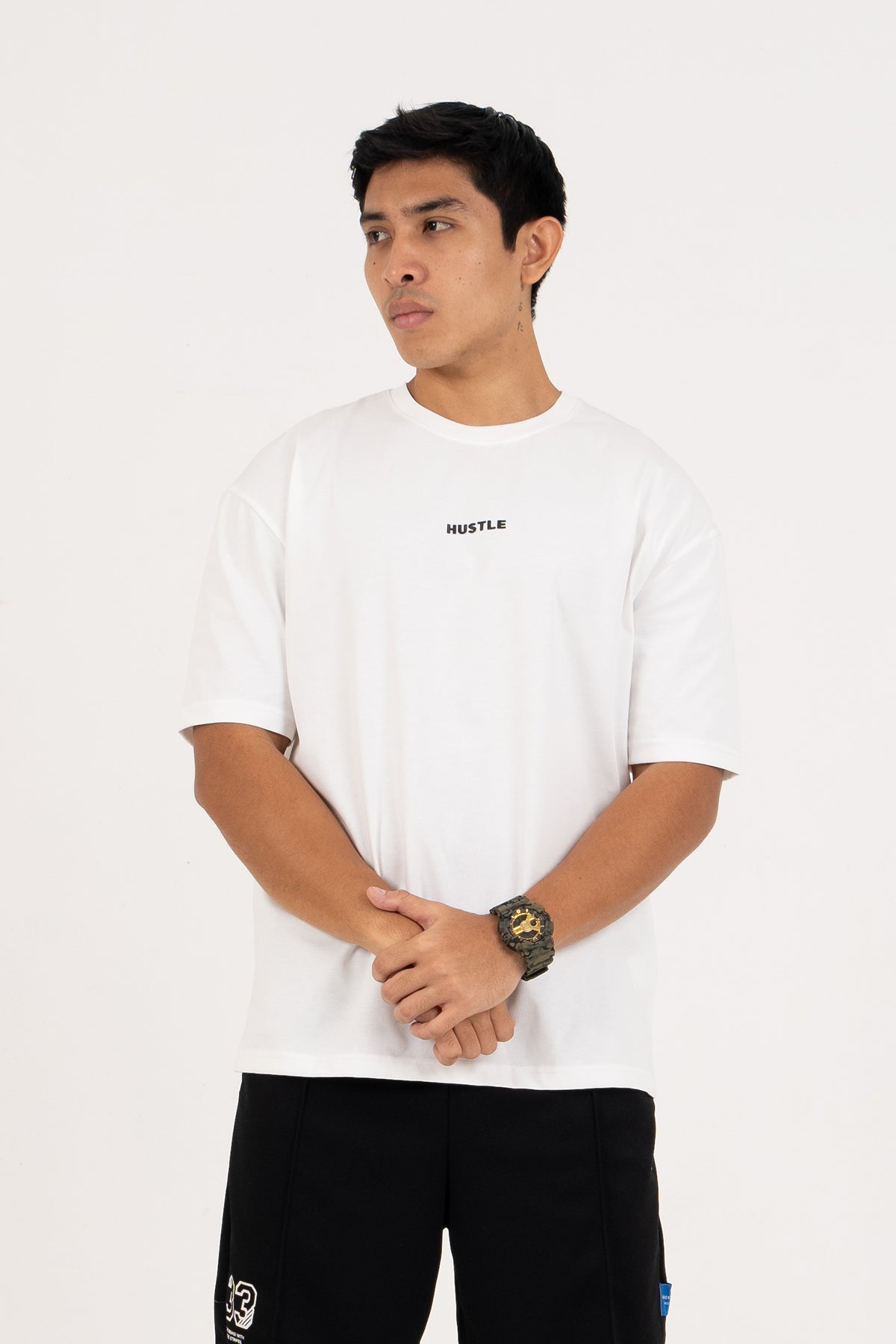 Hustle Backprint Relax Fit Casual T-Shirt